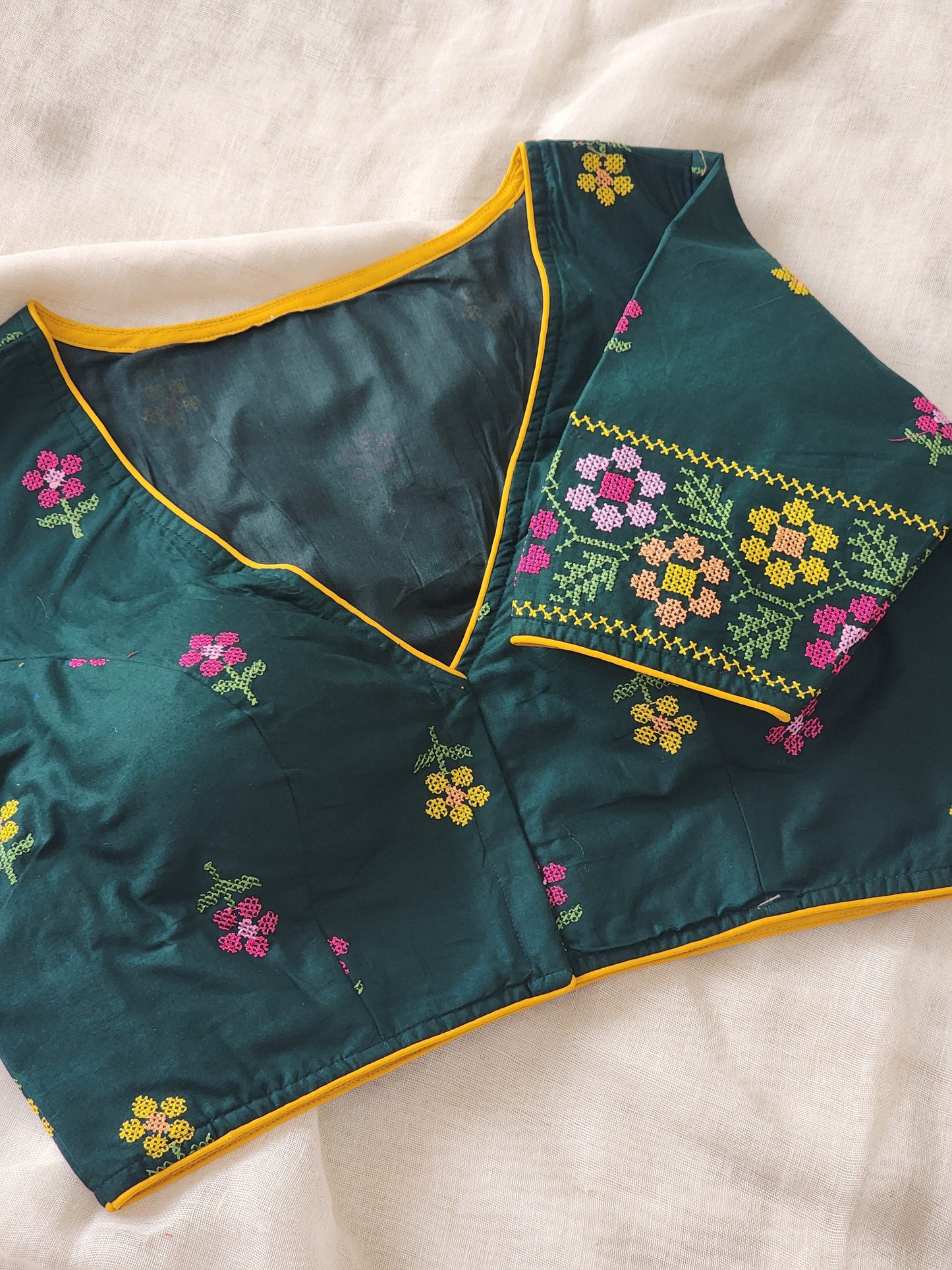 Bottle Green Cotton Blouse