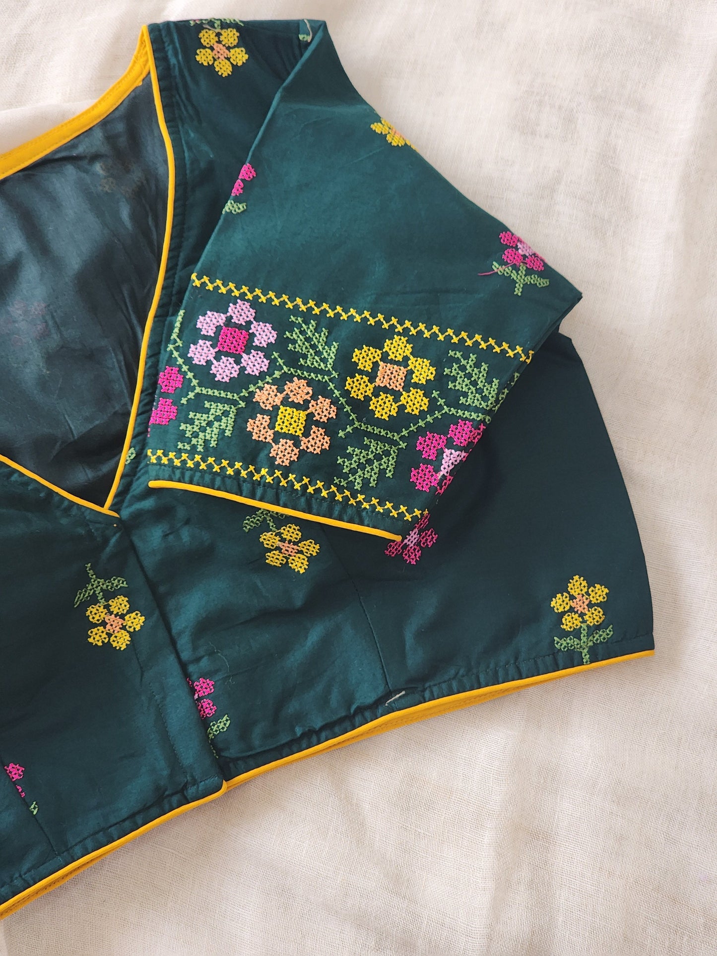 Bottle Green Cotton Blouse