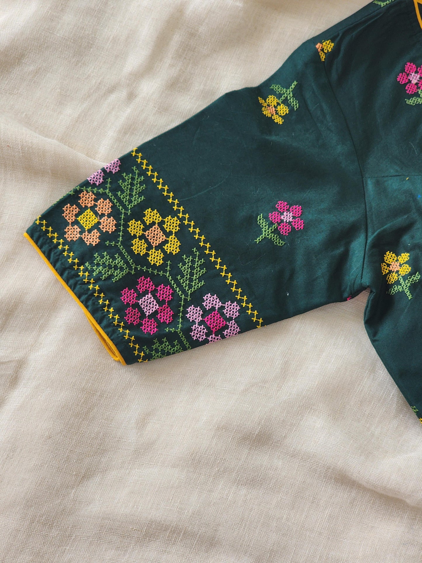 Bottle Green Cotton Blouse