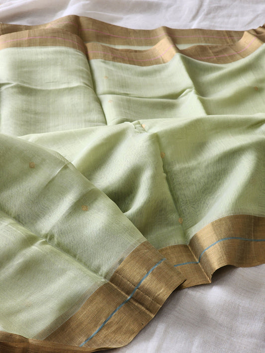 Pista Green Silk Cotton Saree