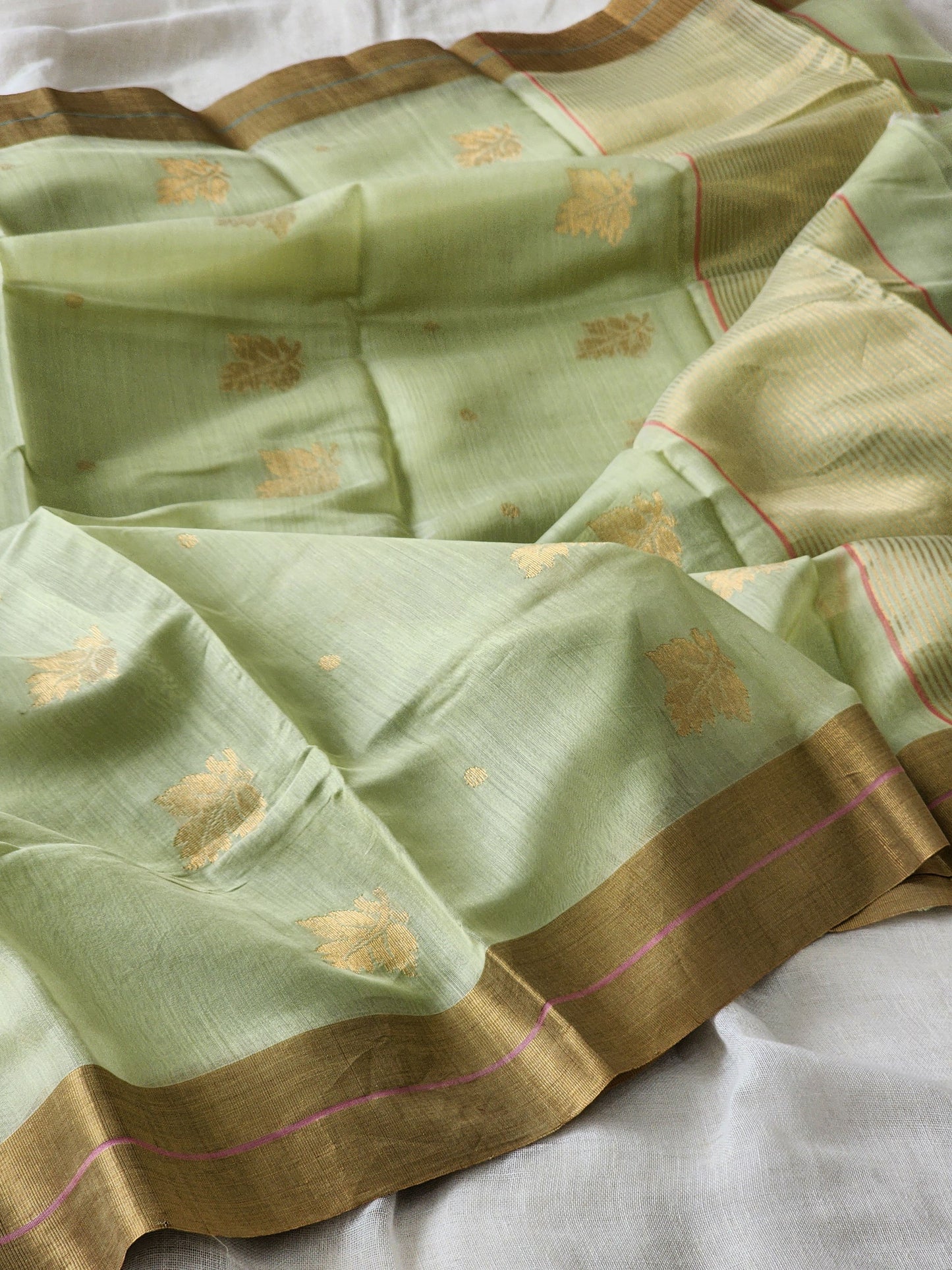 Pista Green Silk Cotton Saree