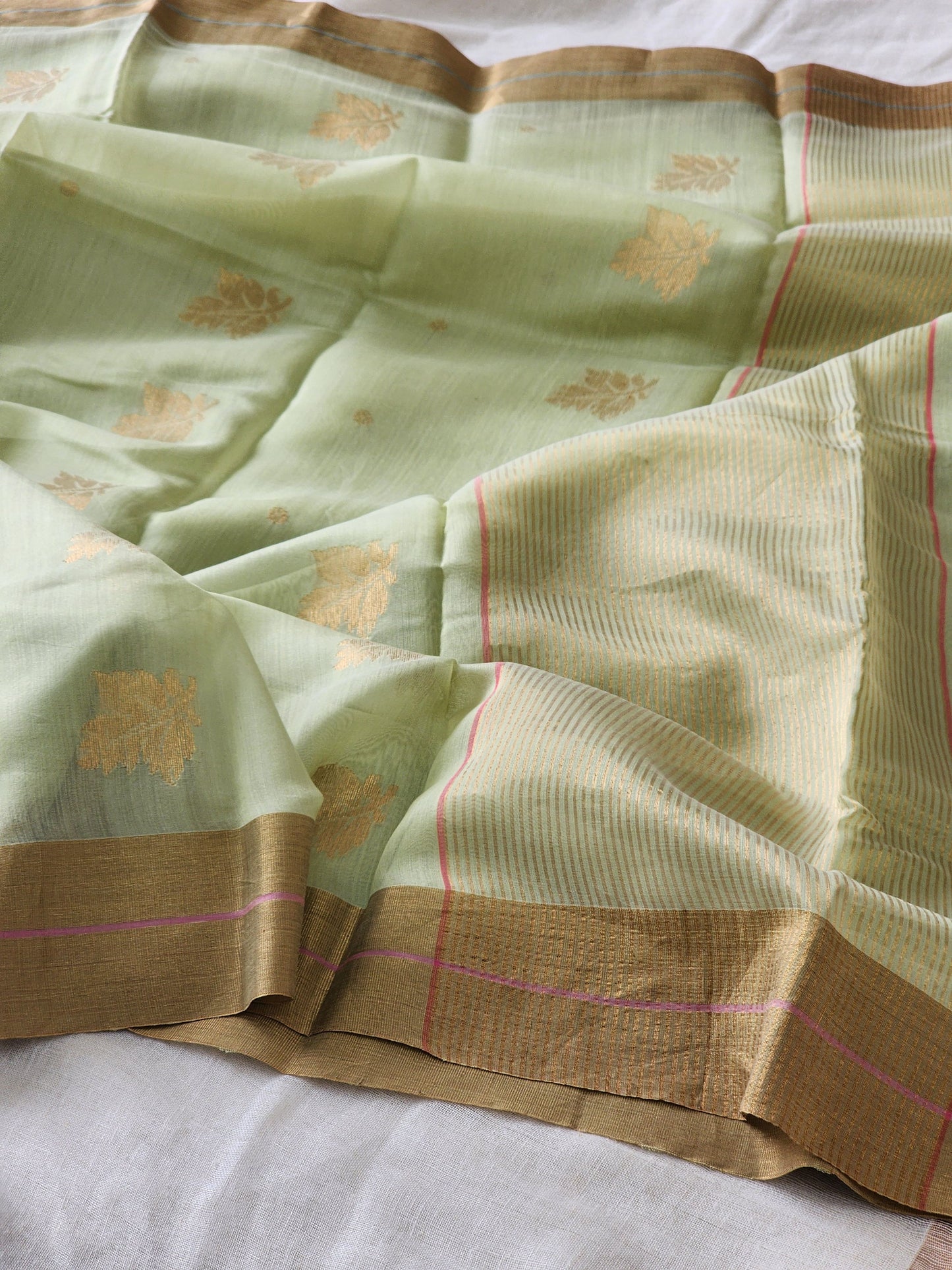 Pista Green Silk Cotton Saree