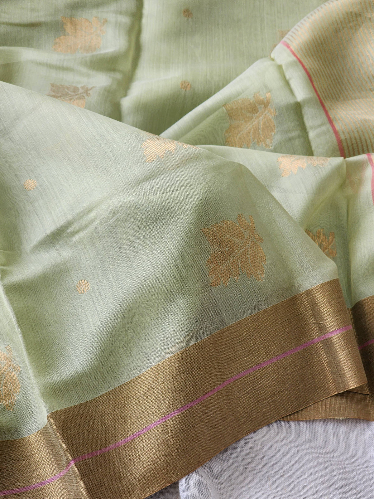 Pista Green Silk Cotton Saree
