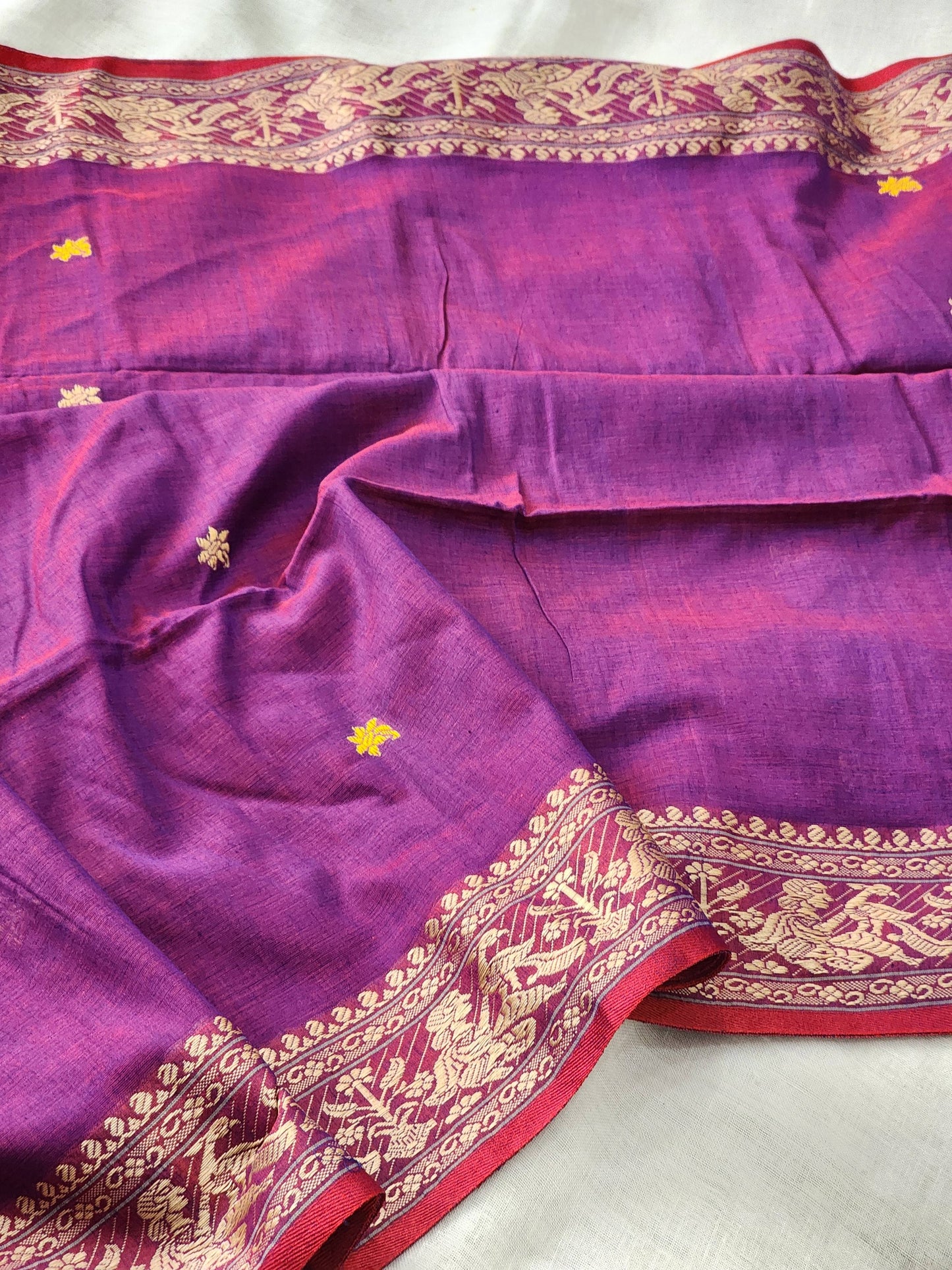 Purple Baluchari Cotton Saree