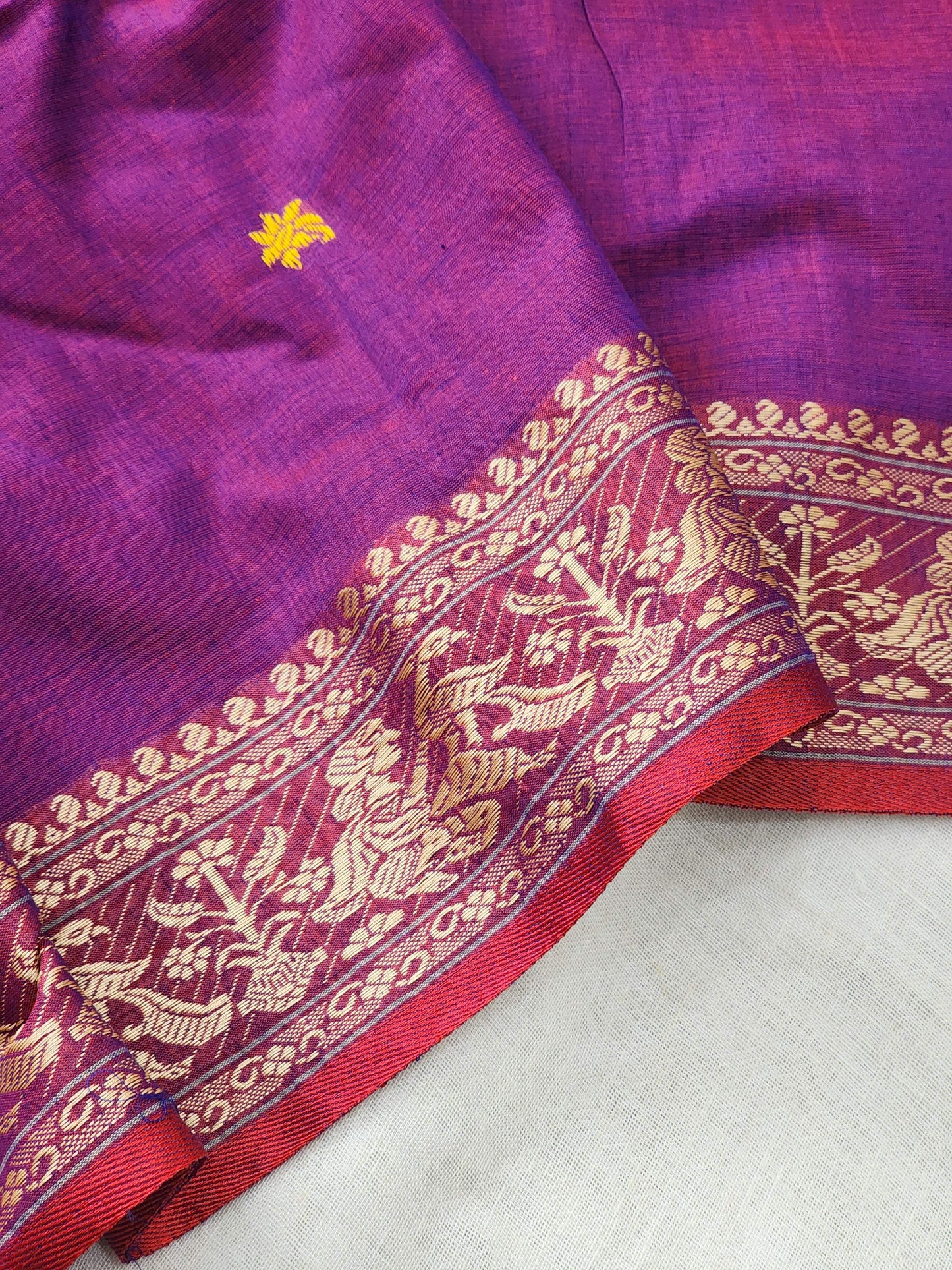 Purple Baluchari Cotton Saree