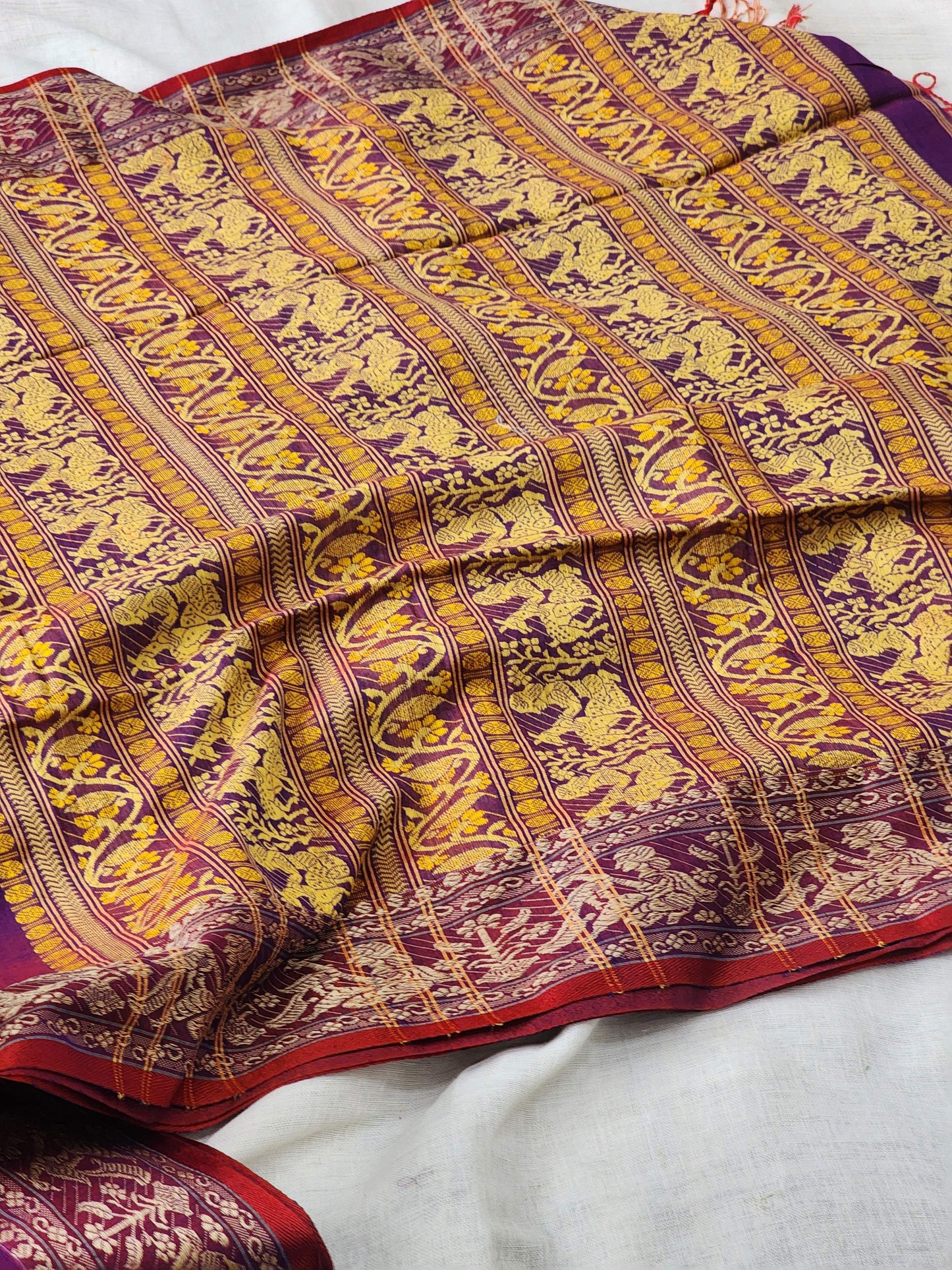 Purple Baluchari Cotton Saree