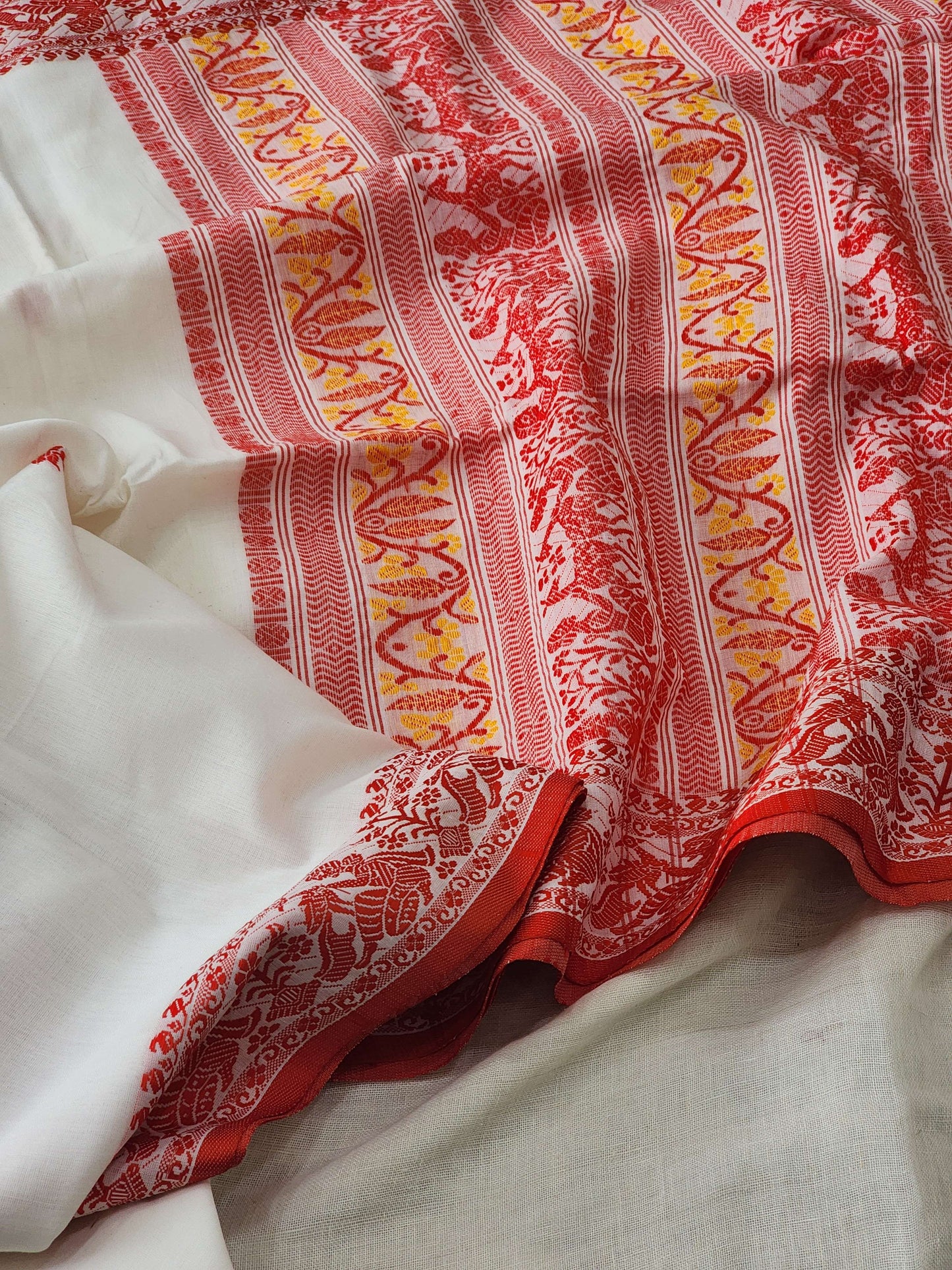 White Baluchari Cotton Saree