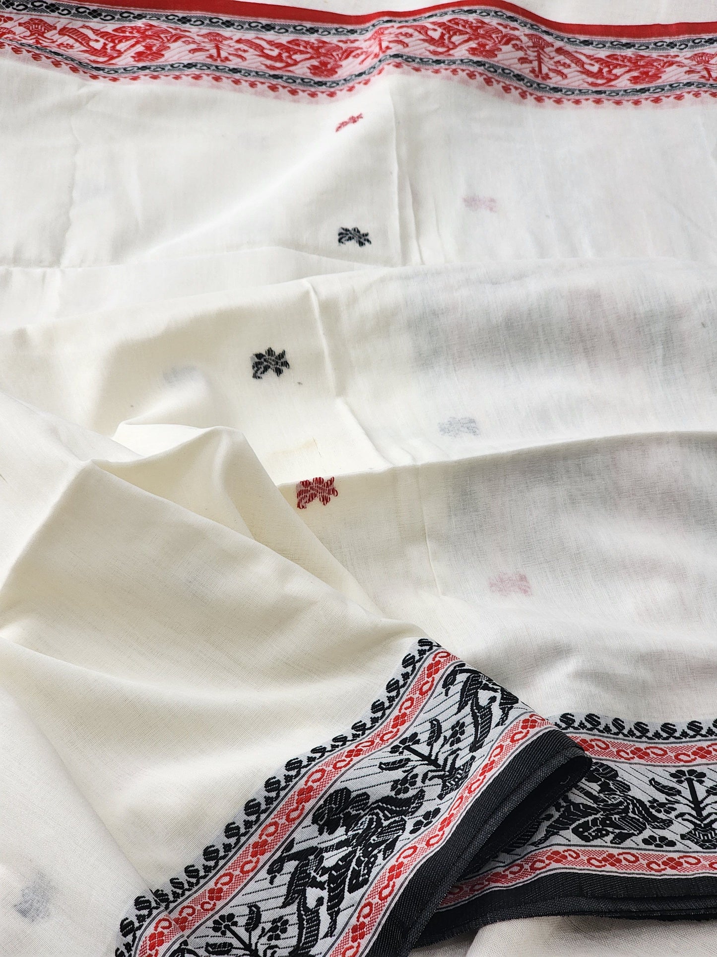 Off White Baluchari Cotton Saree