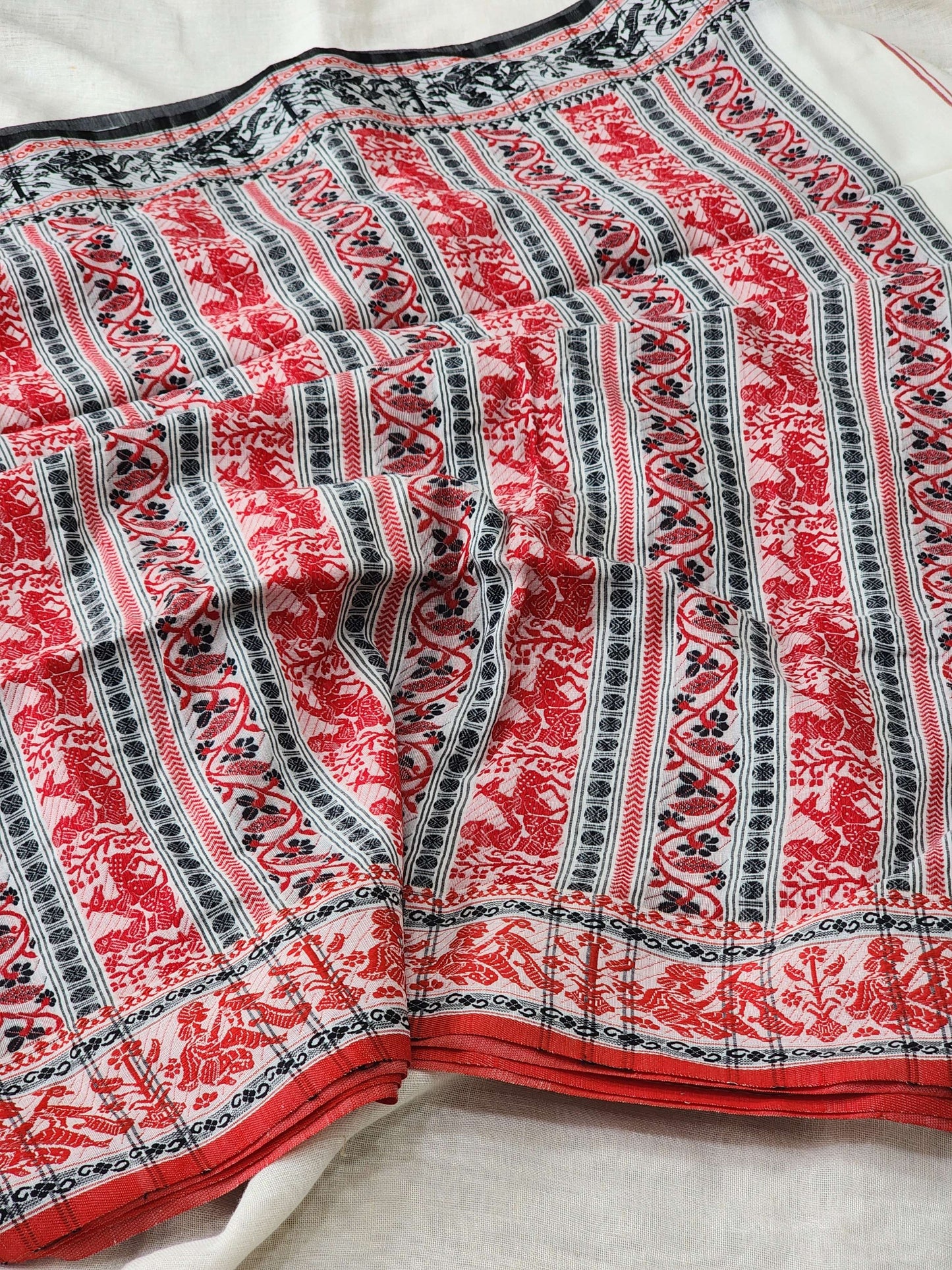 Off White Baluchari Cotton Saree