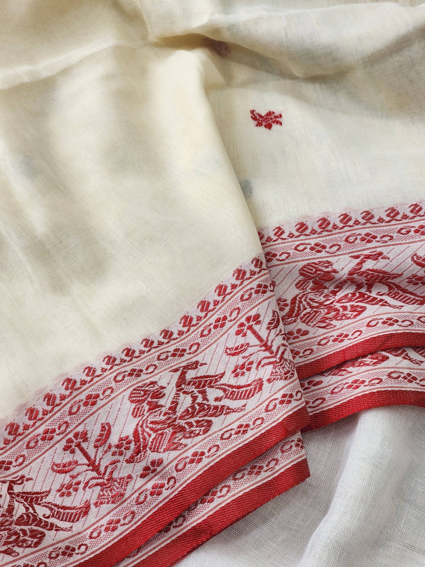 Light Beige Baluchari Cotton Saree