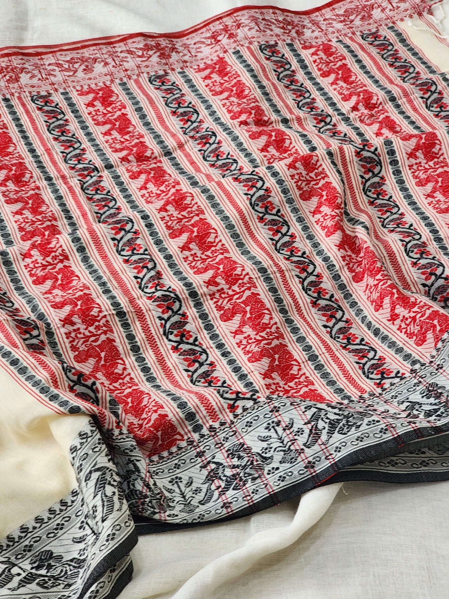 Light Beige Baluchari Cotton Saree
