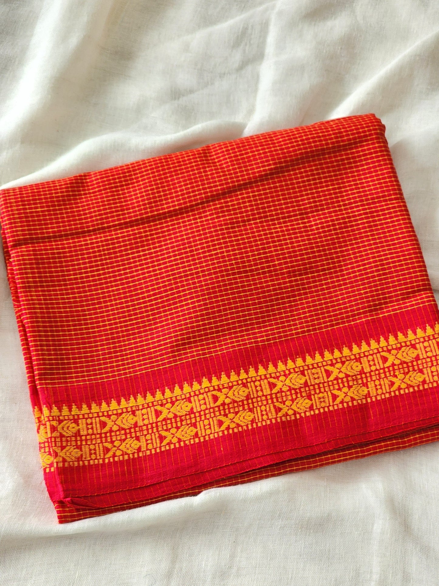 Red Dhonekhali Cotton Saree