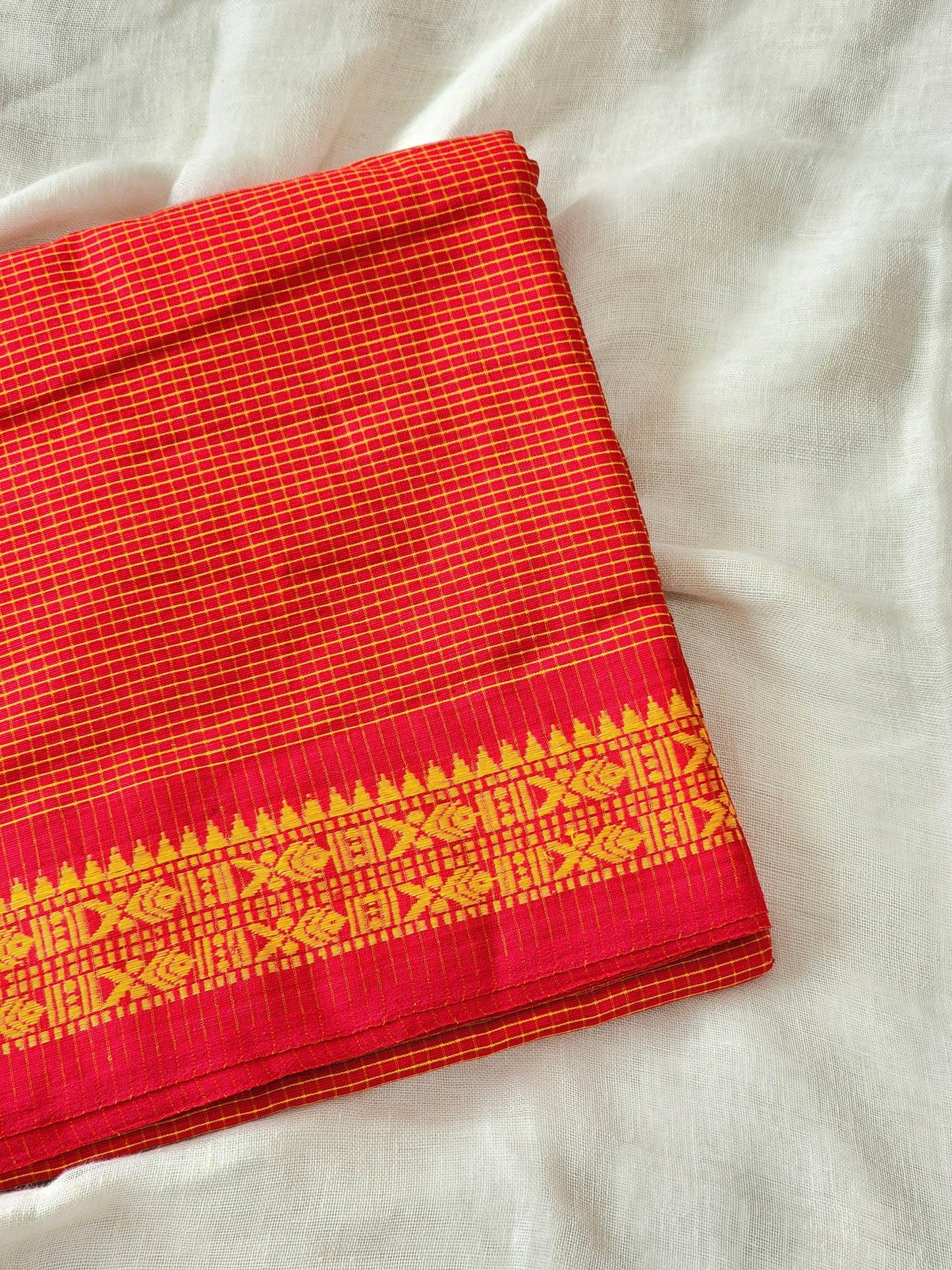 Red Dhonekhali Cotton Saree