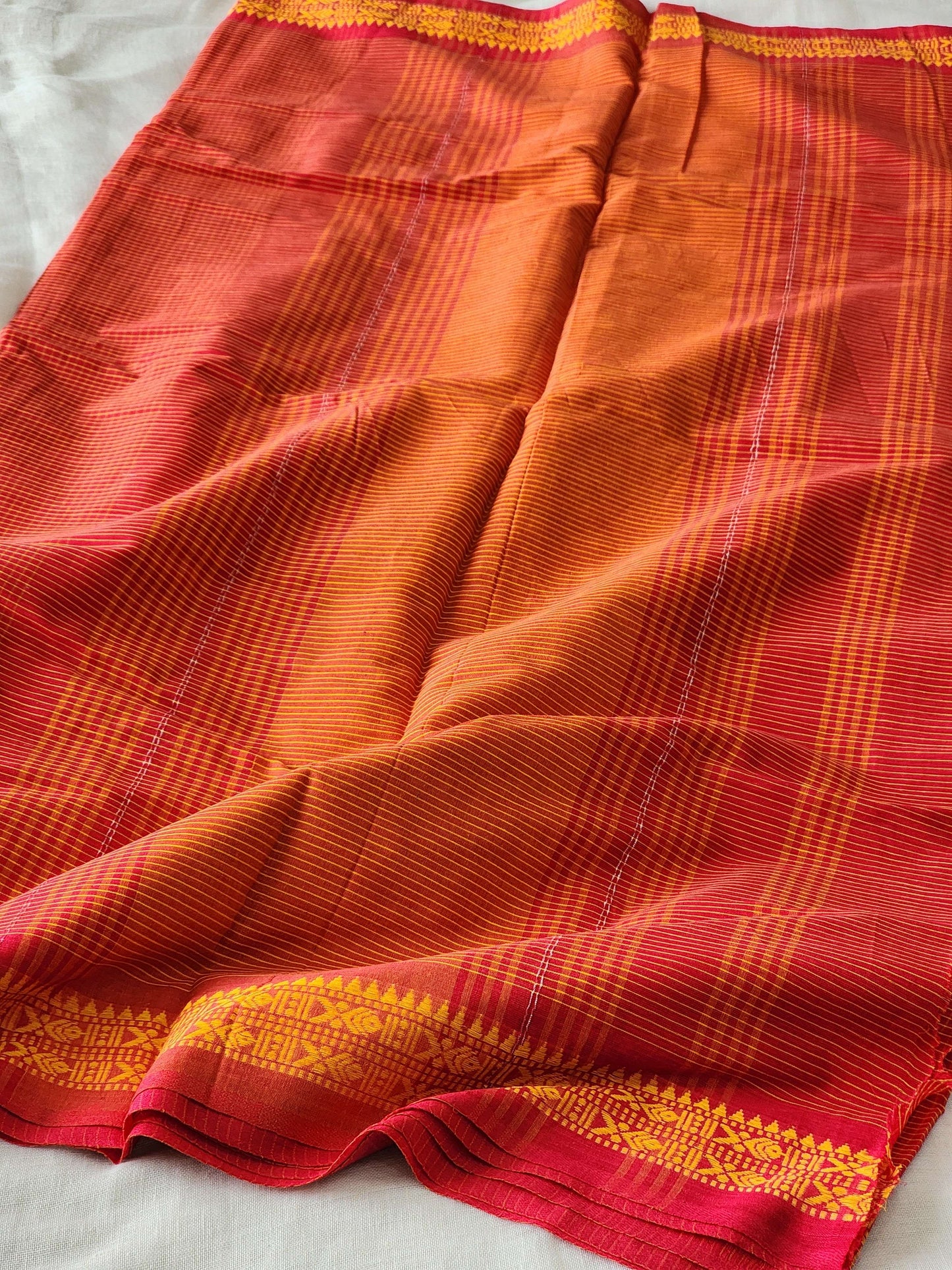 Red Dhonekhali Cotton Saree