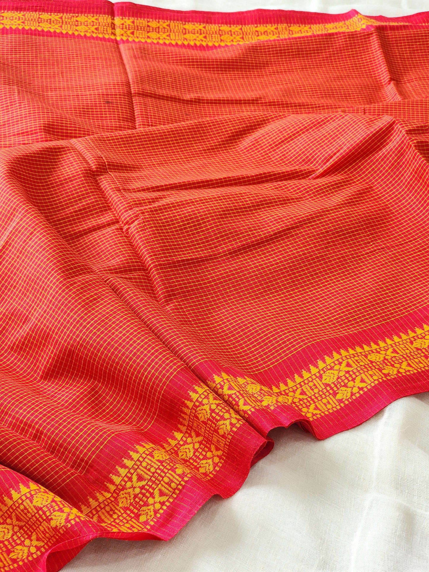 Red Dhonekhali Cotton Saree
