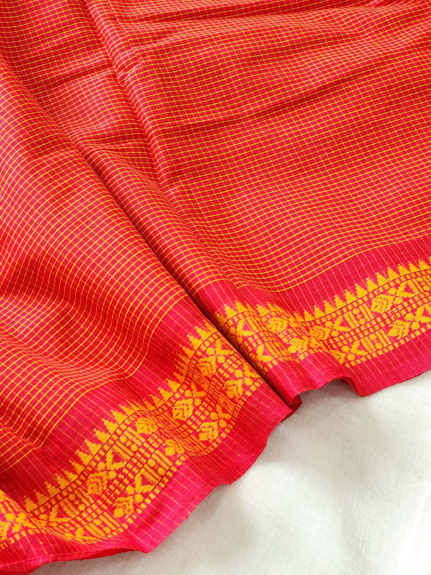 Red Dhonekhali Cotton Saree