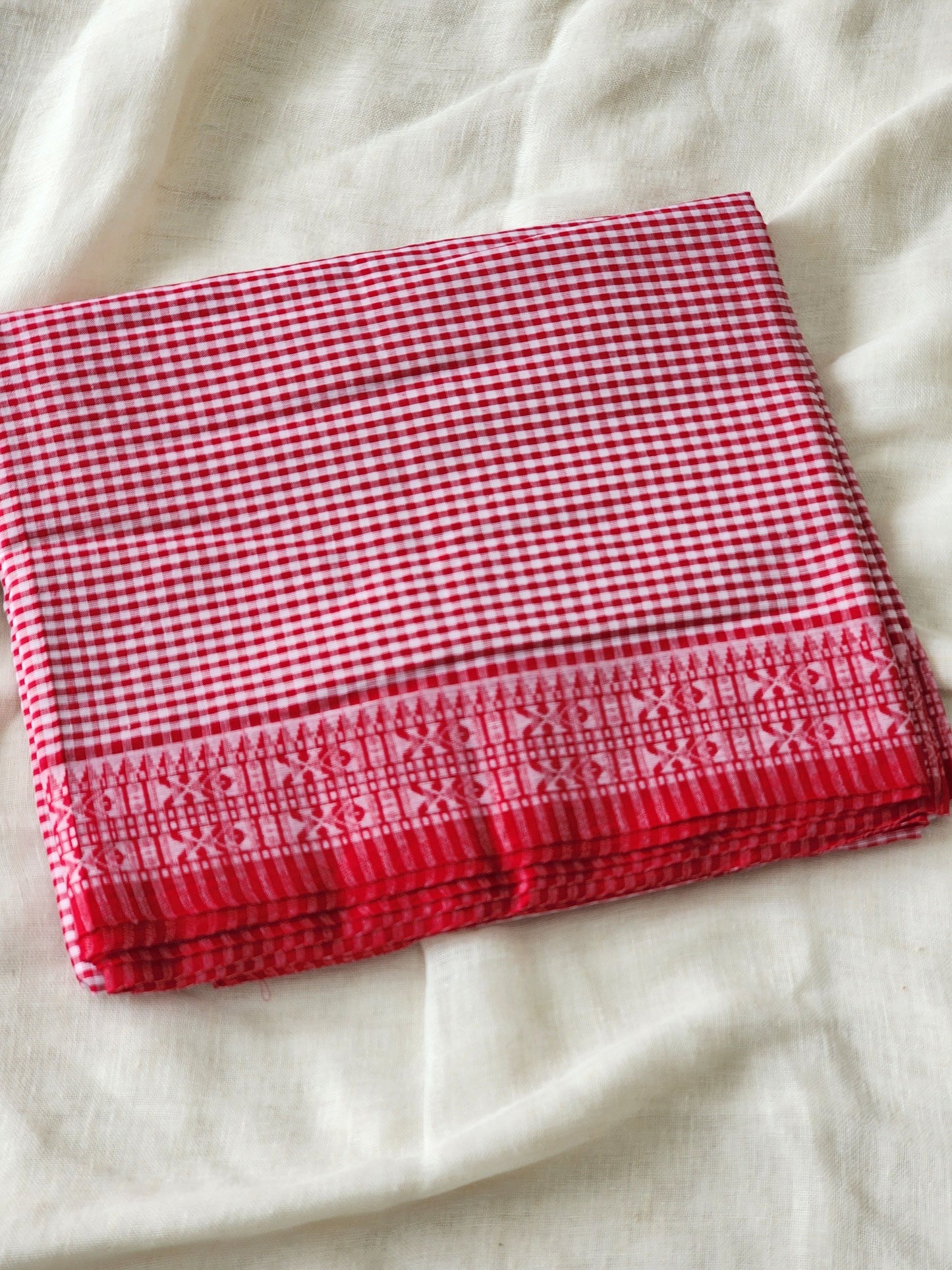Red Dhonekhali Cotton Saree