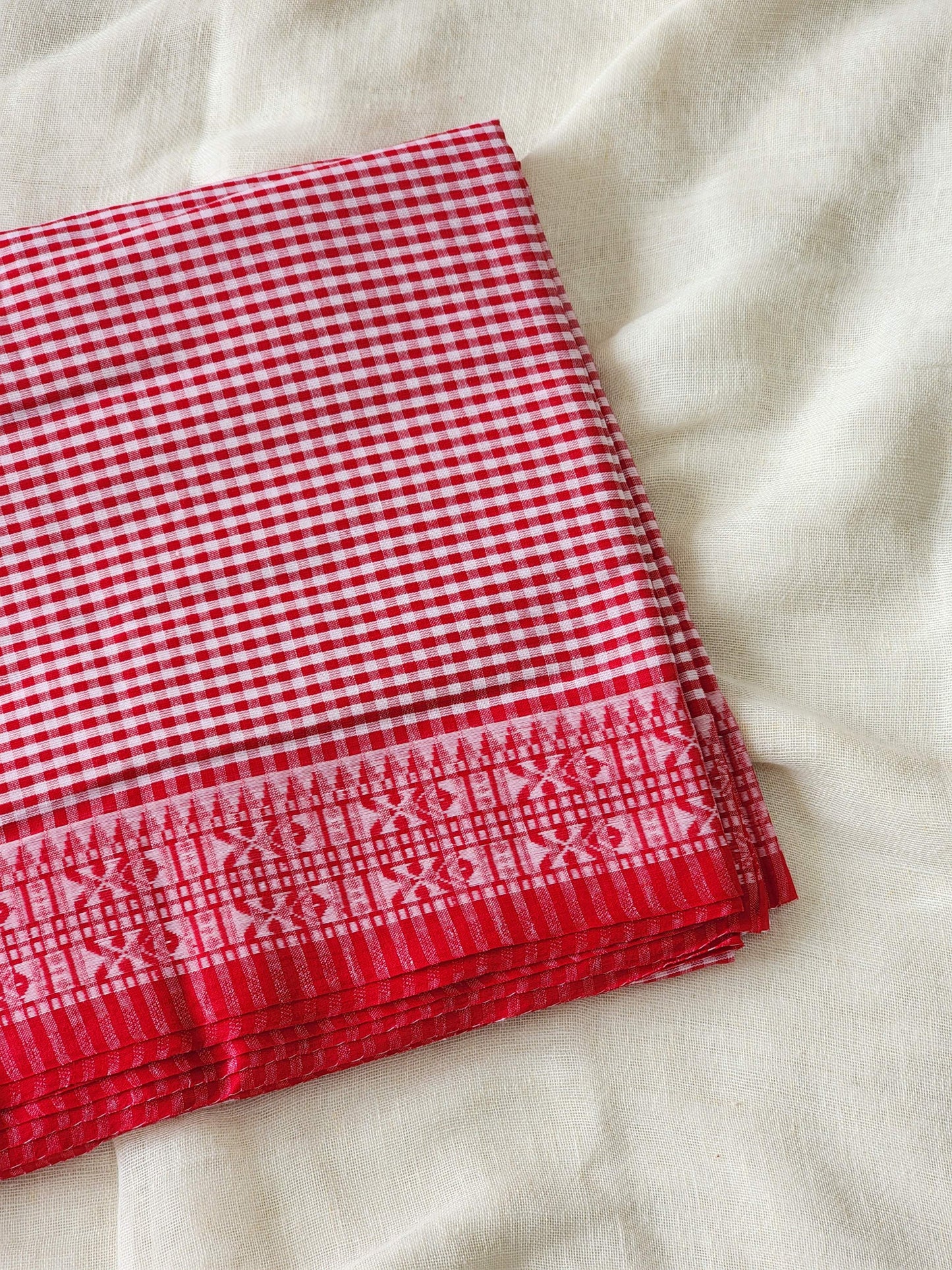 Red Dhonekhali Cotton Saree
