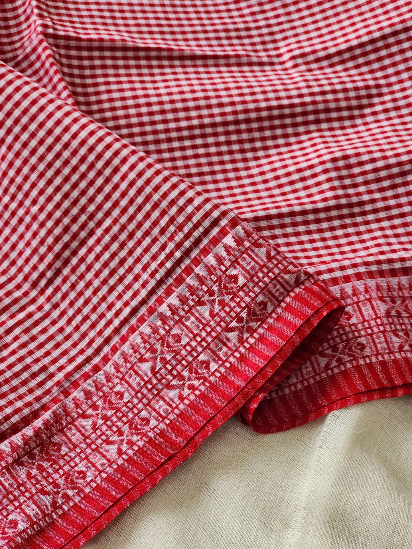 Red Dhonekhali Cotton Saree