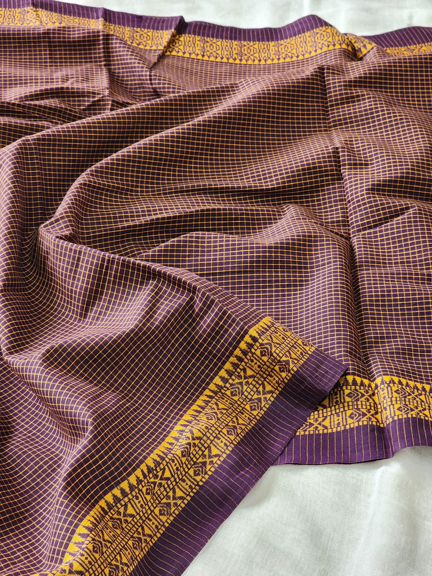 Purple Dhonekhali Cotton Saree