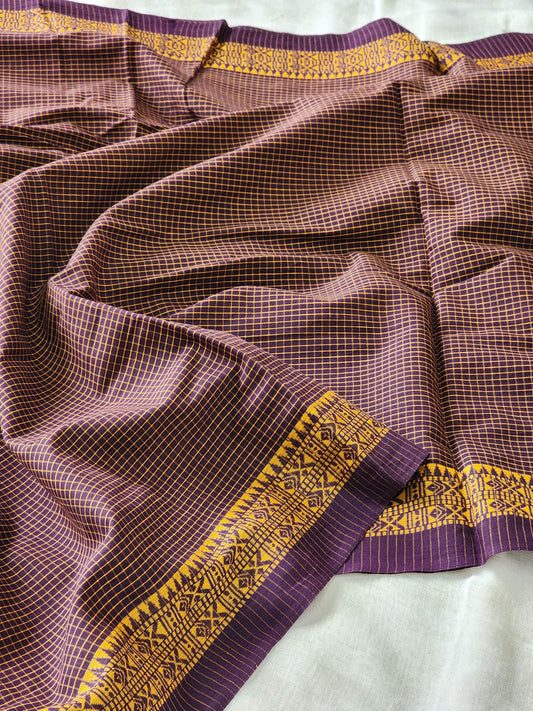 Purple Dhonekhali Cotton Saree