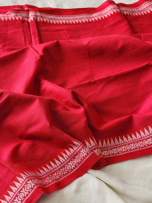 Red Dhonekhali Cotton Saree