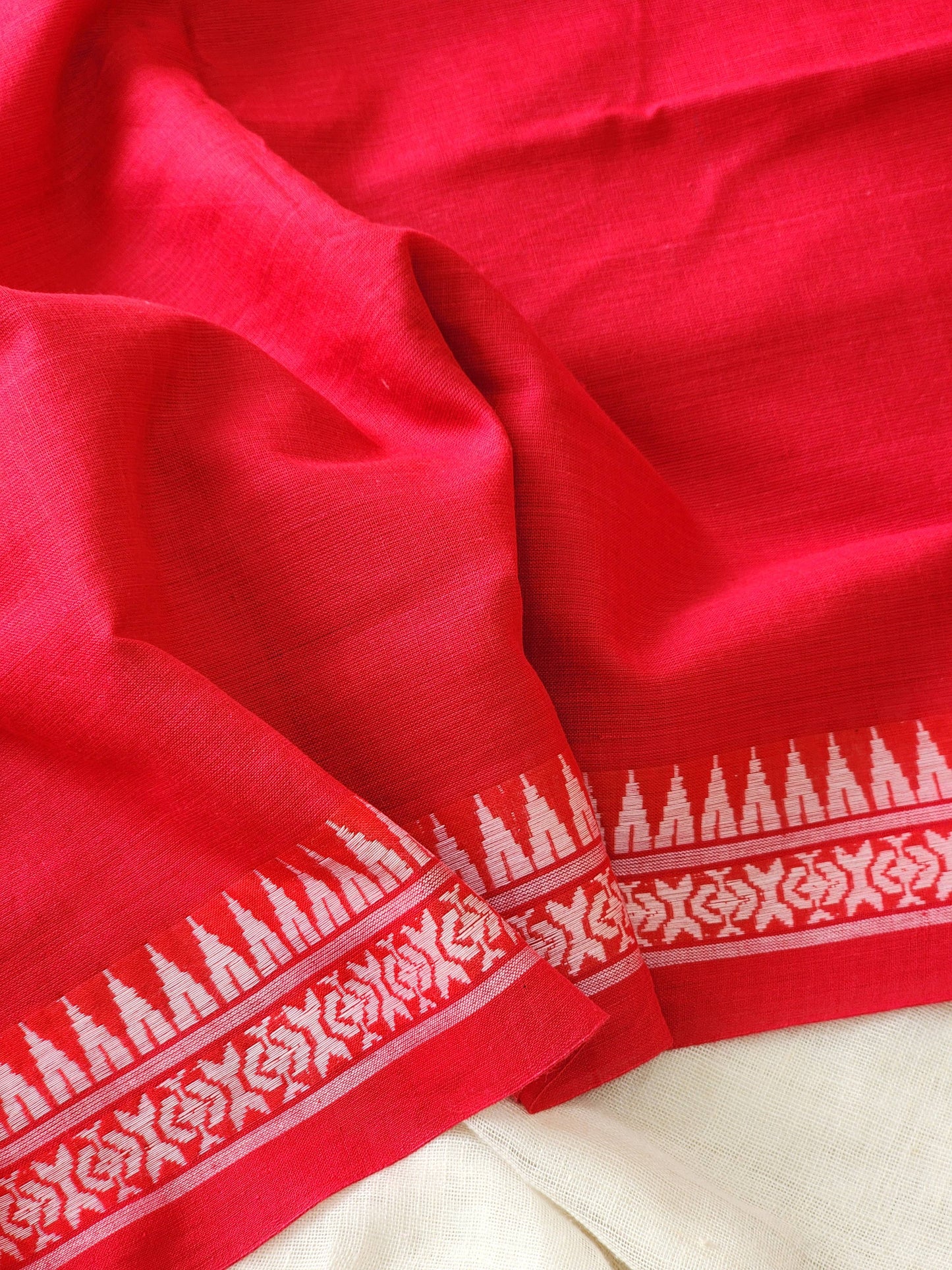 Red Dhonekhali Cotton Saree