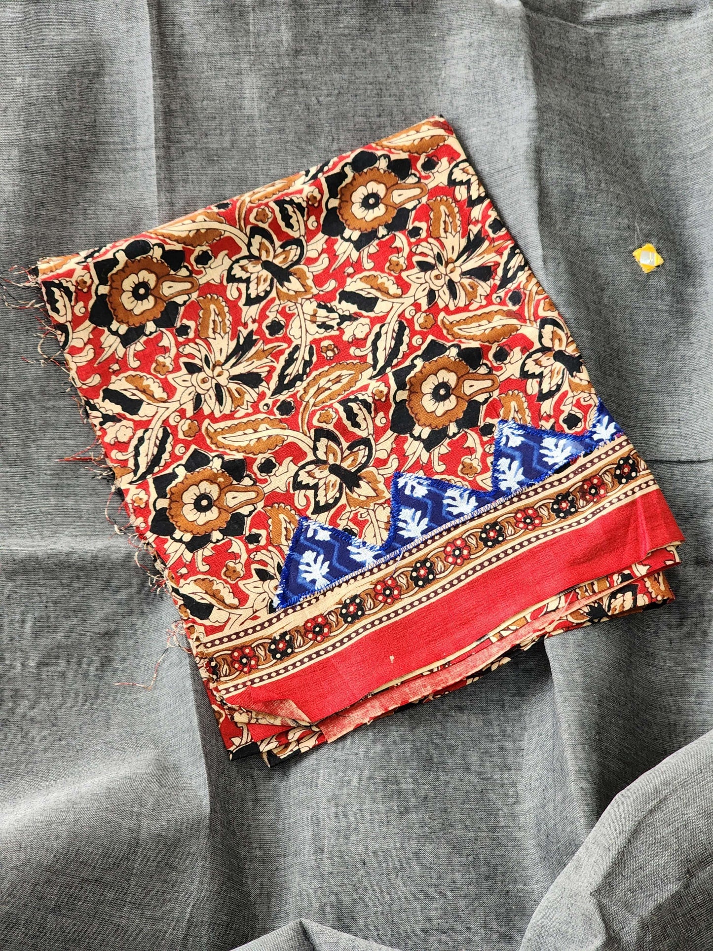 Grey Cotton Applique Saree