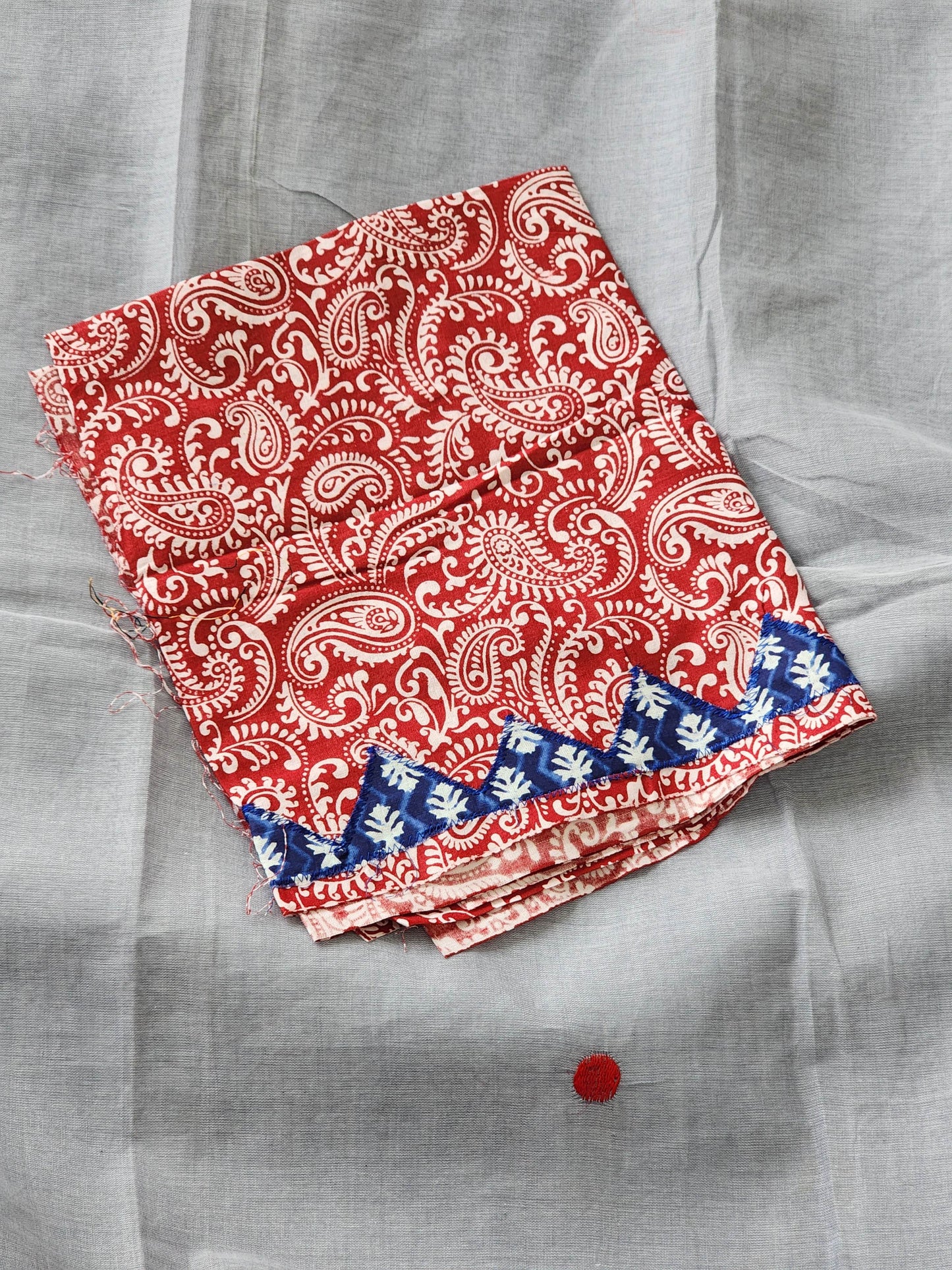 Light Grey Cotton Applique Saree