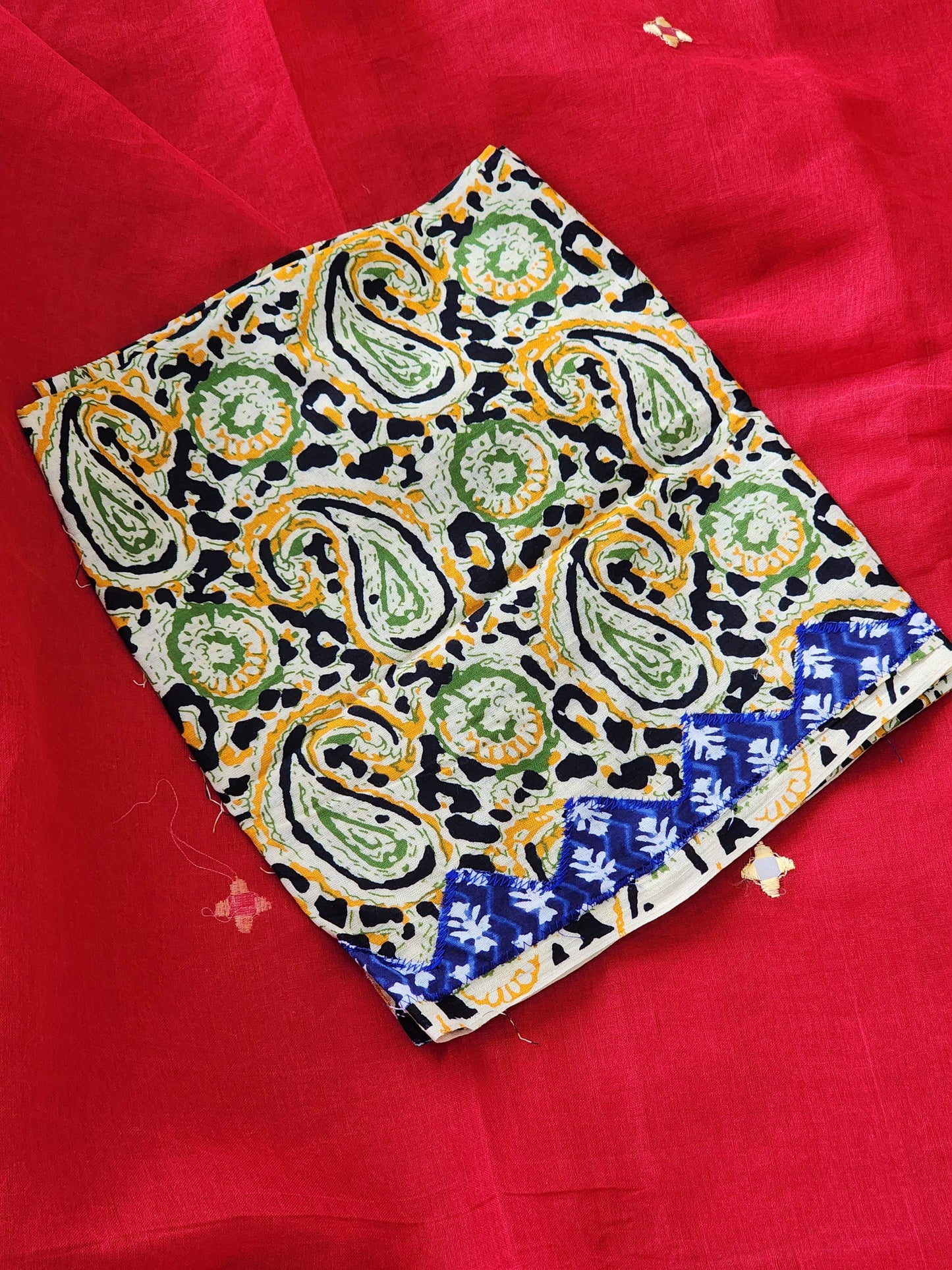 Red Cotton Applique Saree