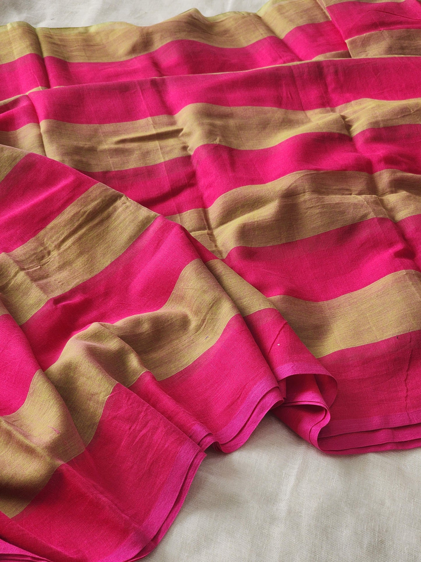 Pink & Green Cotton Saree