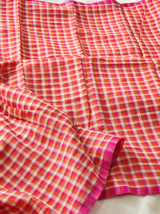 Orange & Pink Cotton Handloom Saree