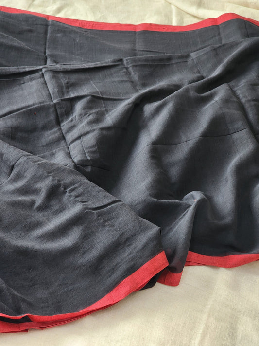 Black mulmul cotton saree