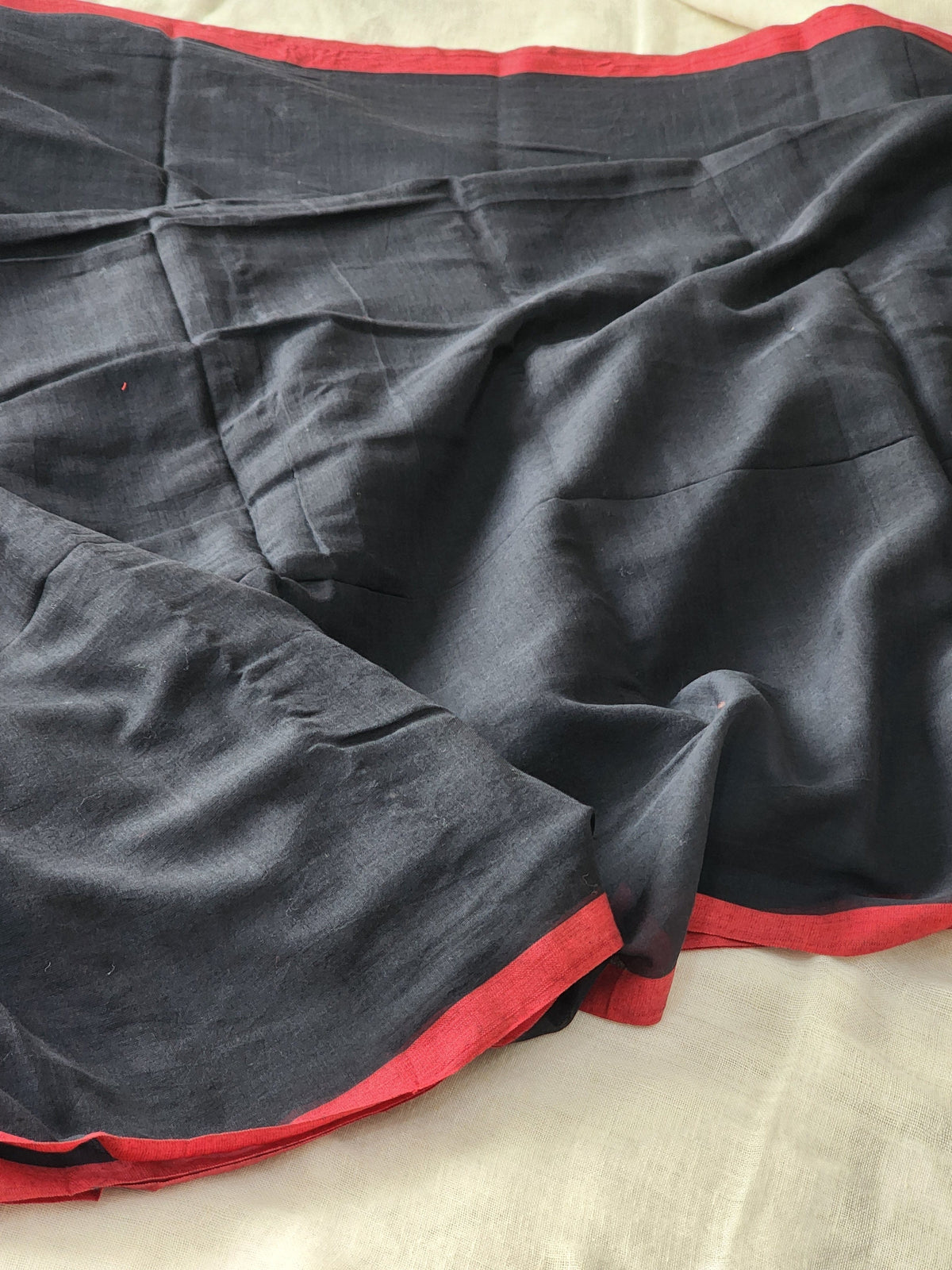 Black mulmul cotton saree