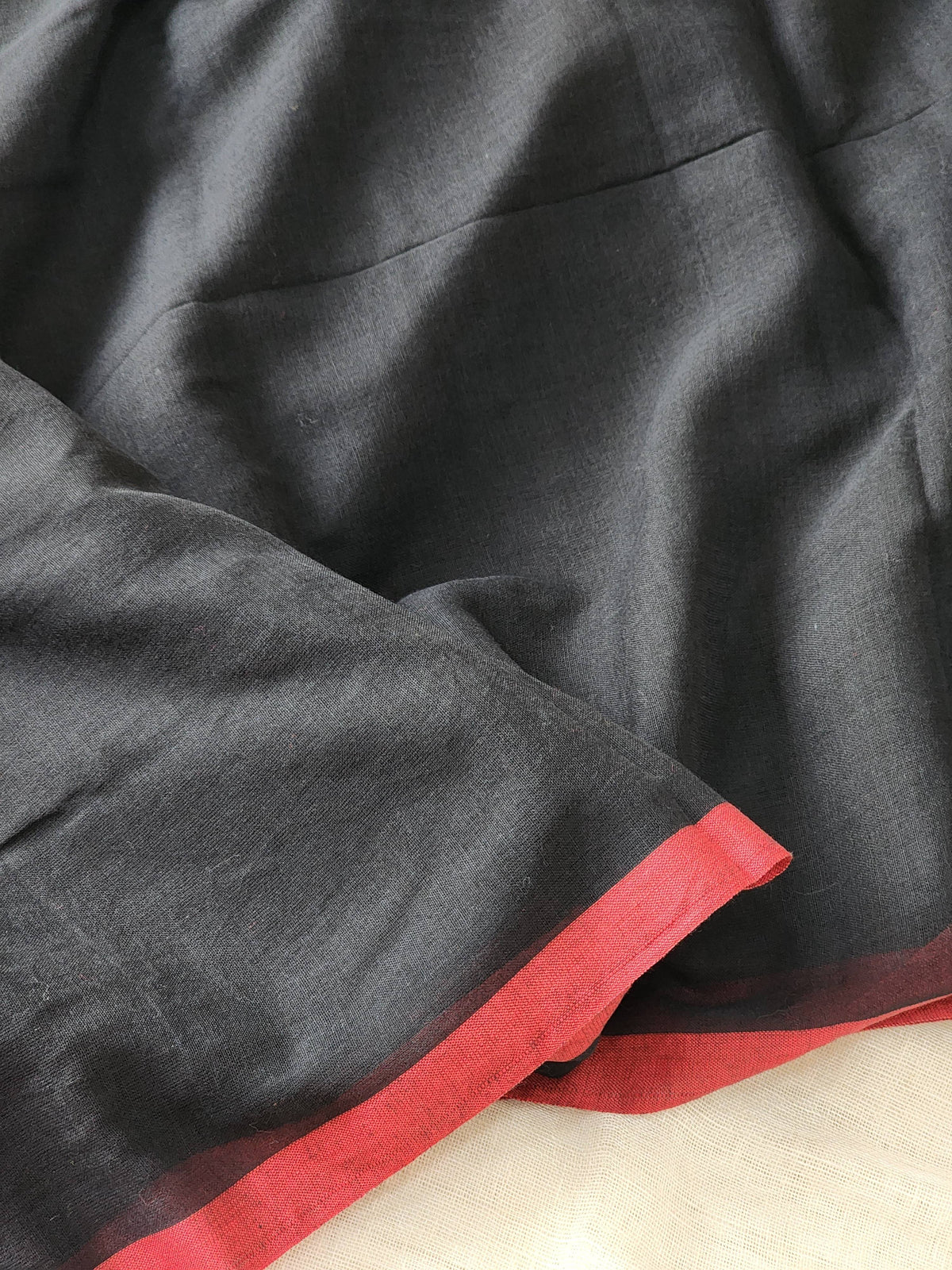 Black mulmul cotton saree