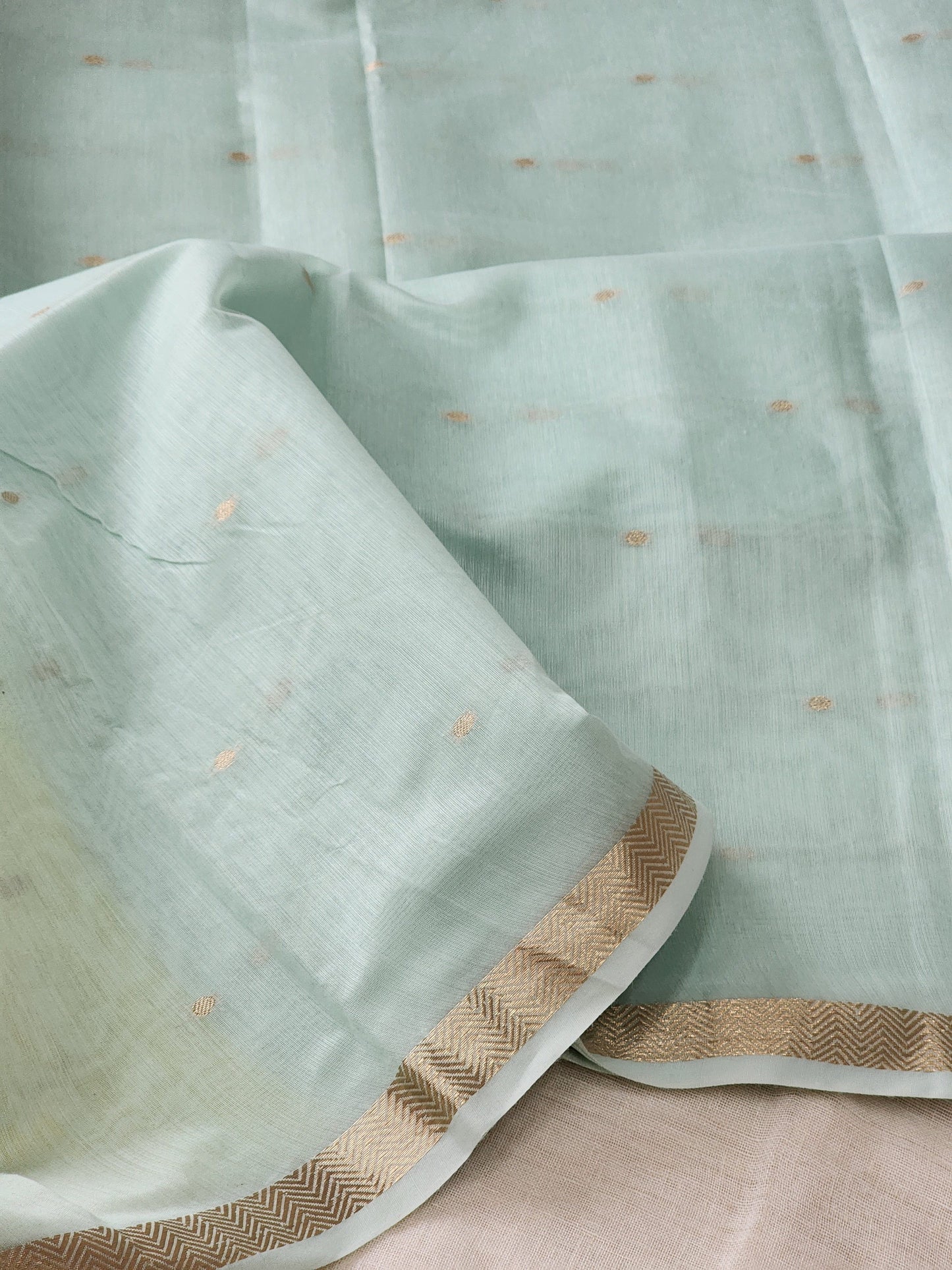 Ice Blue Mul Chanderi Saree