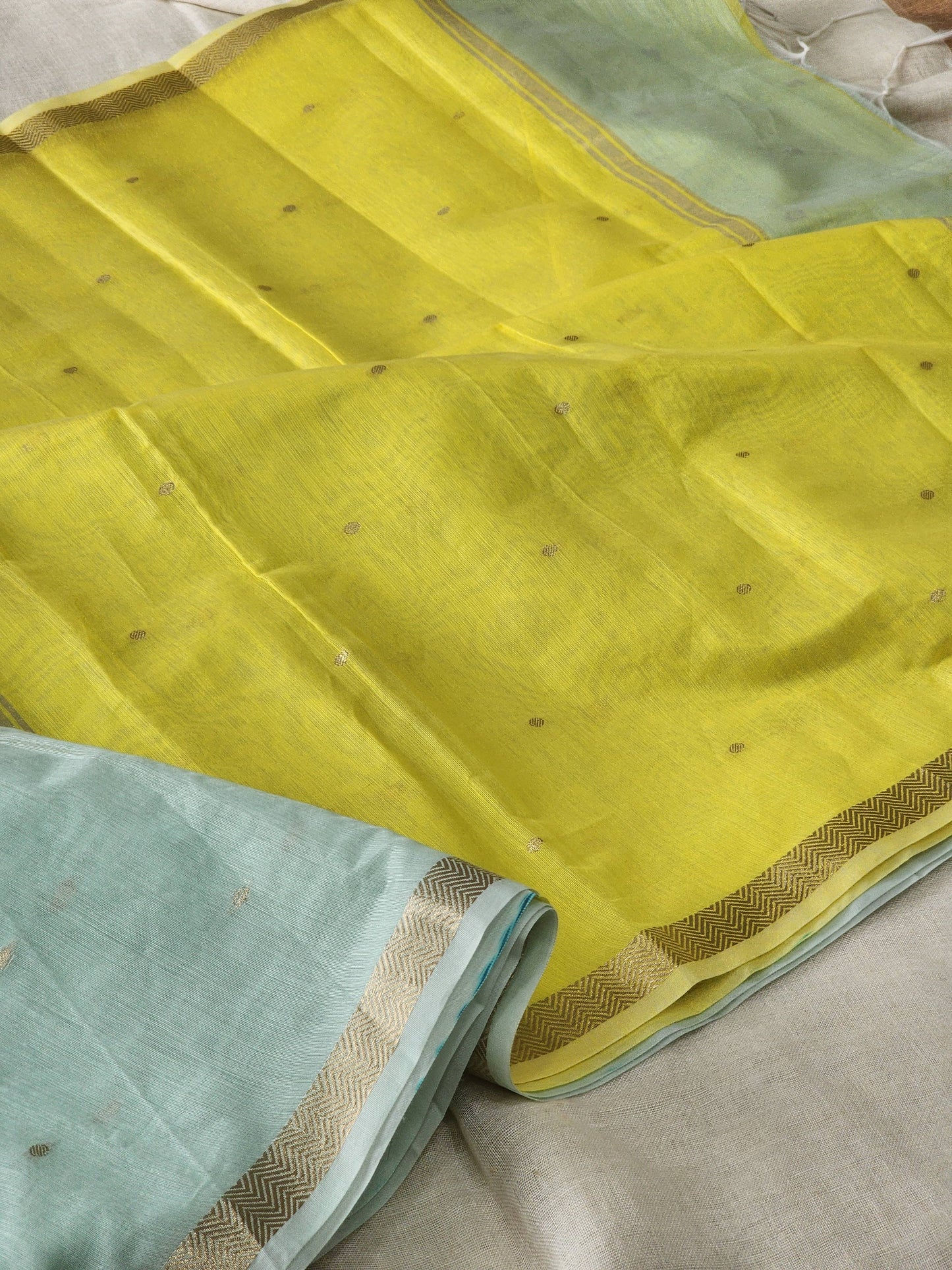 Ice Blue Mul Chanderi Saree