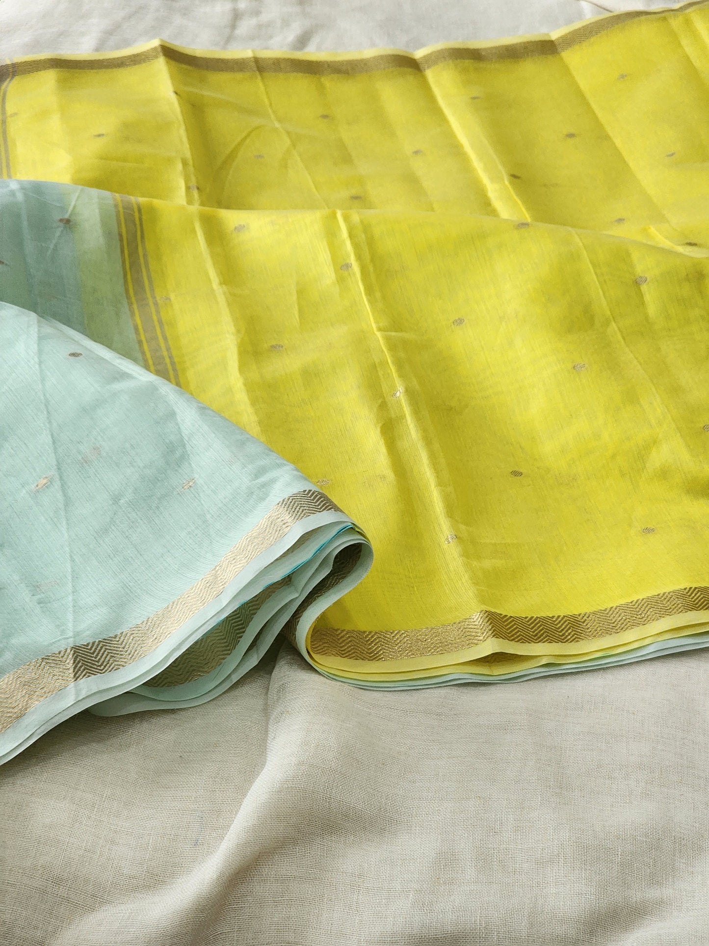 Ice Blue Mul Chanderi Saree