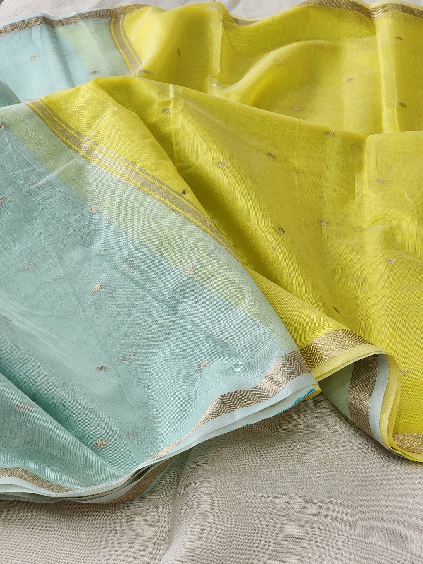 Ice Blue Mul Chanderi Saree