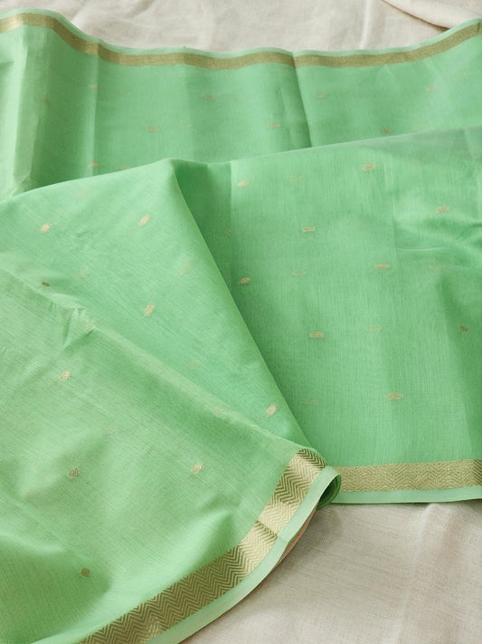 Pista Green  Mul Chanderi Saree