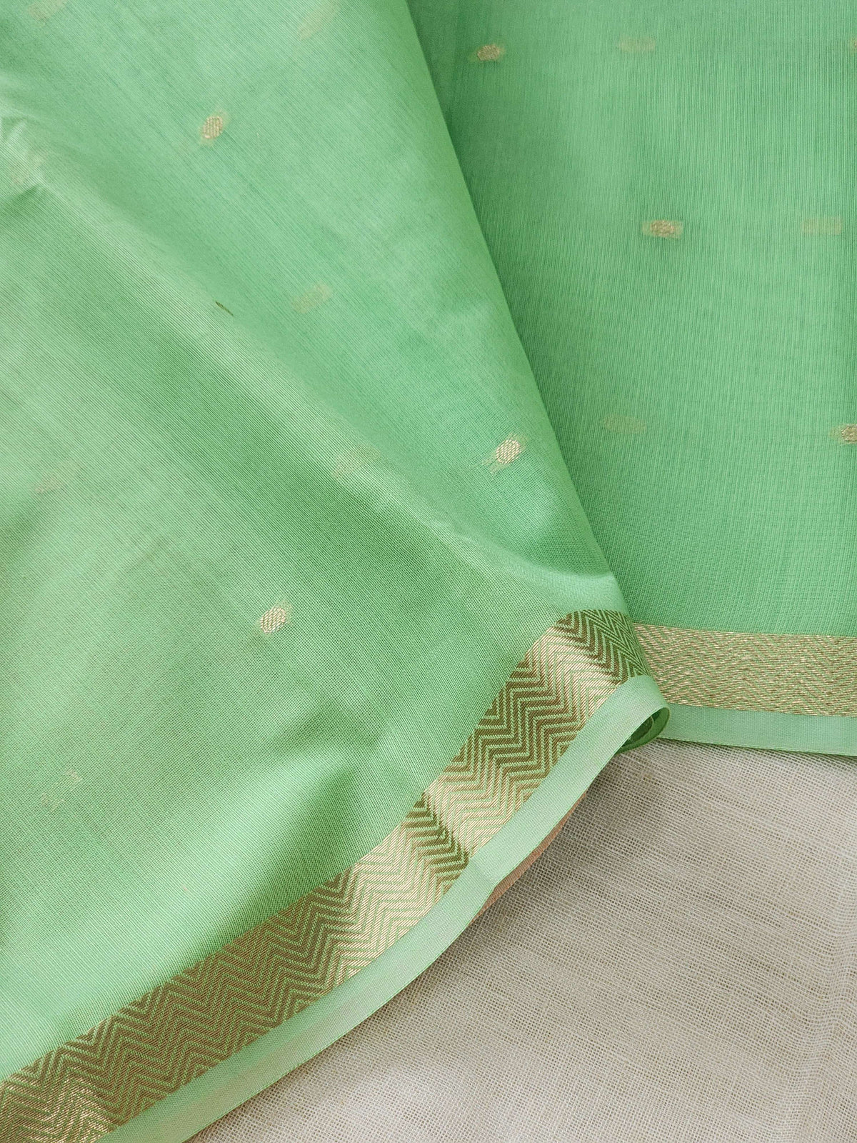 Pista Green  Mul Chanderi Saree