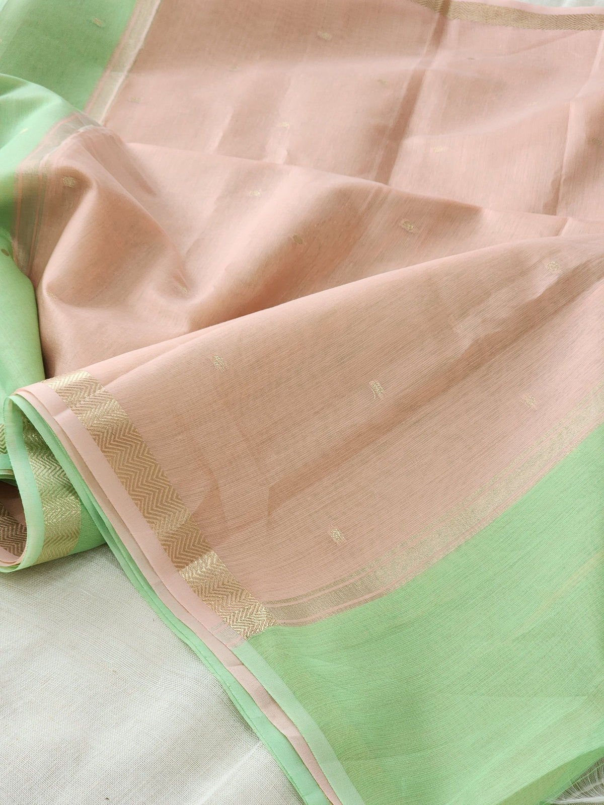 Pista Green  Mul Chanderi Saree