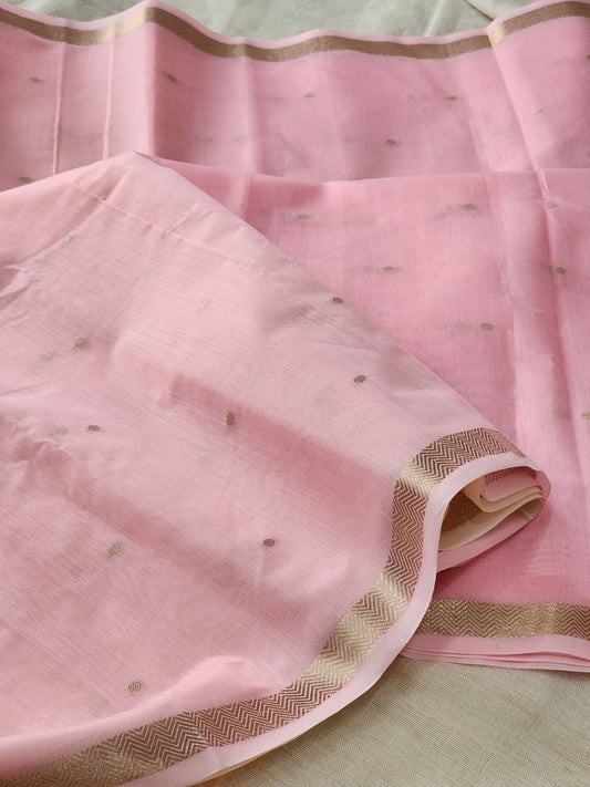 Pink Mul Chanderi Saree