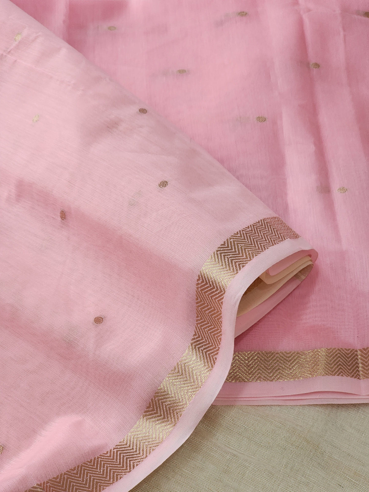 Pink Mul Chanderi Saree