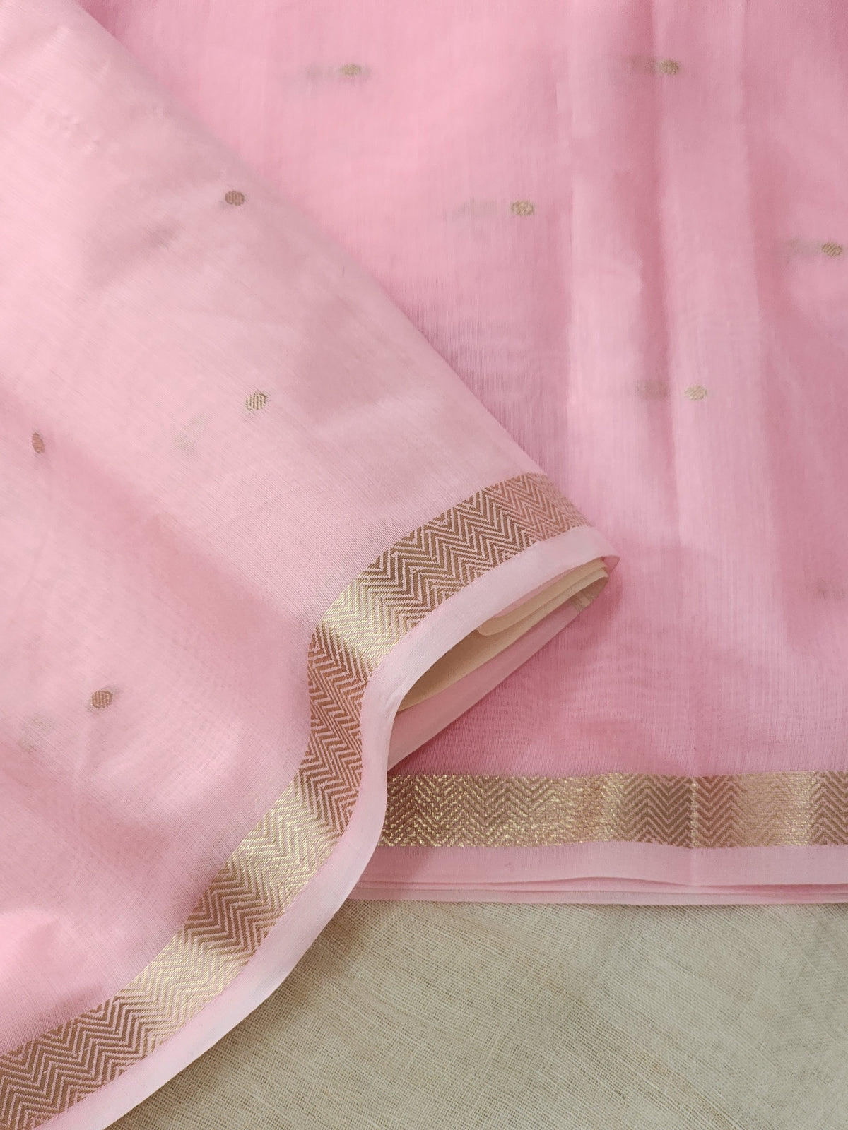 Pink Mul Chanderi Saree
