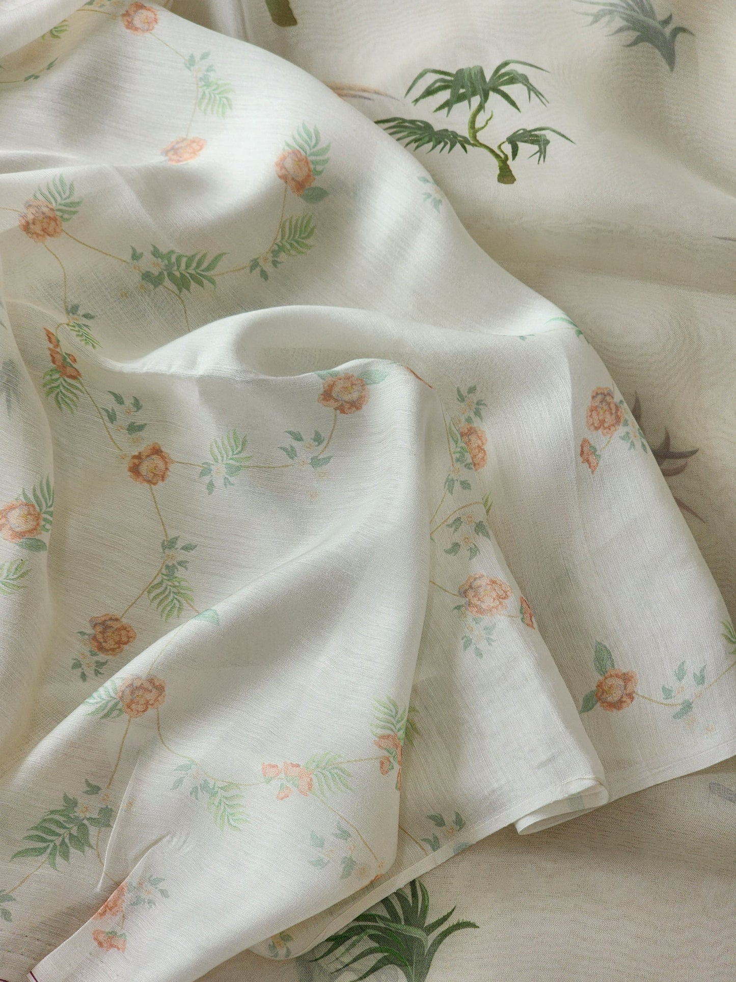 White organza silk saree