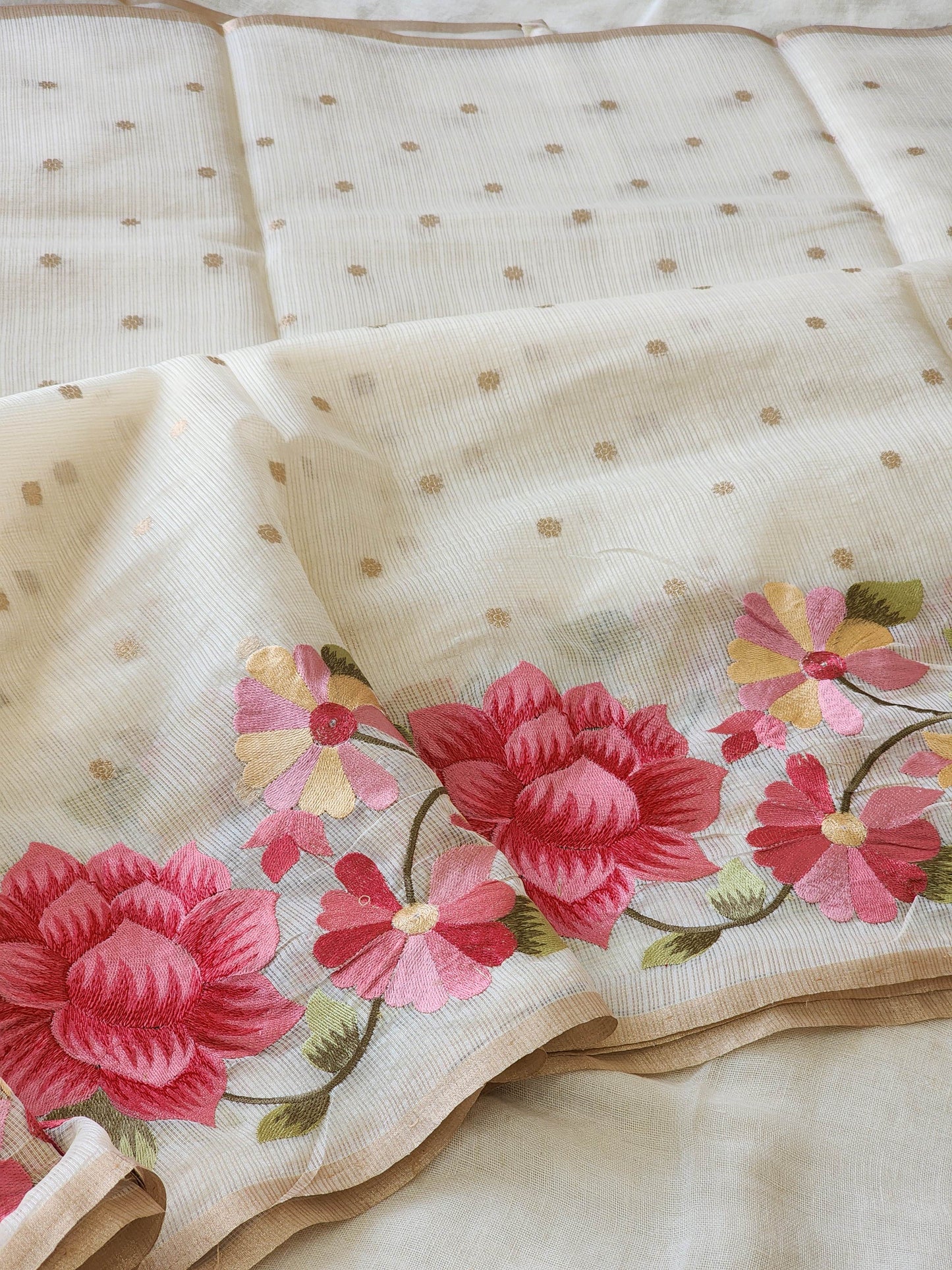 White Kota Silk Saree