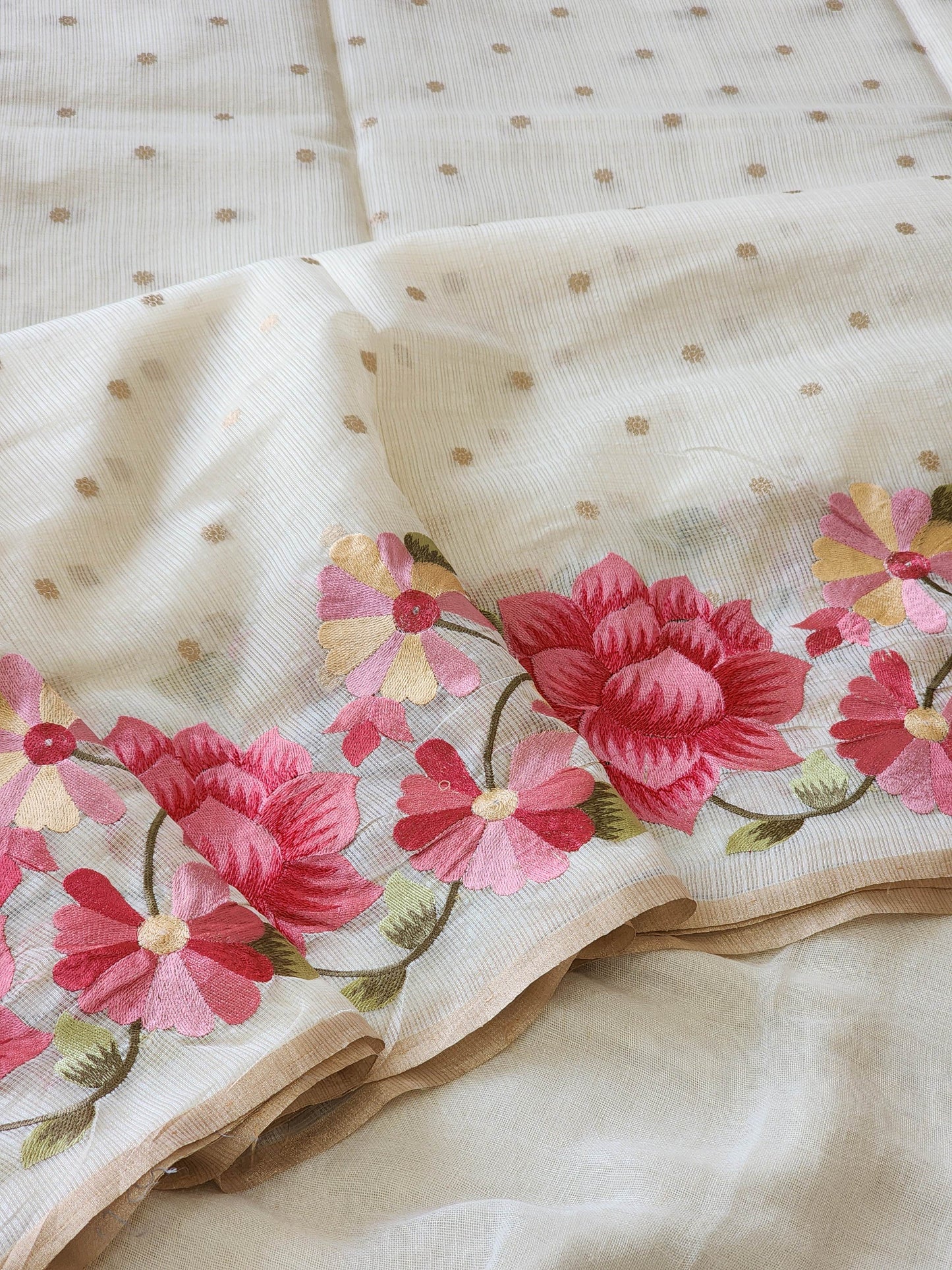 White Kota Silk Saree
