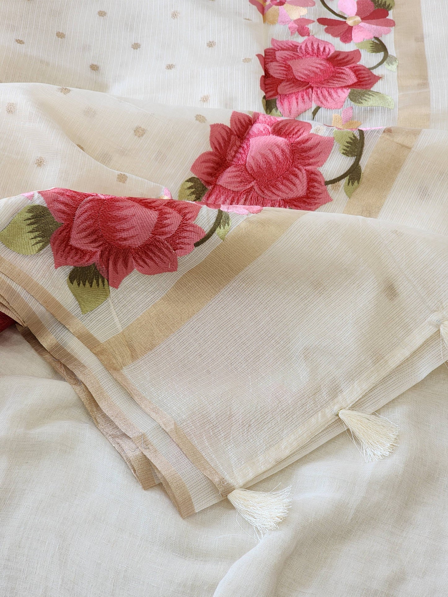 White Kota Silk Saree