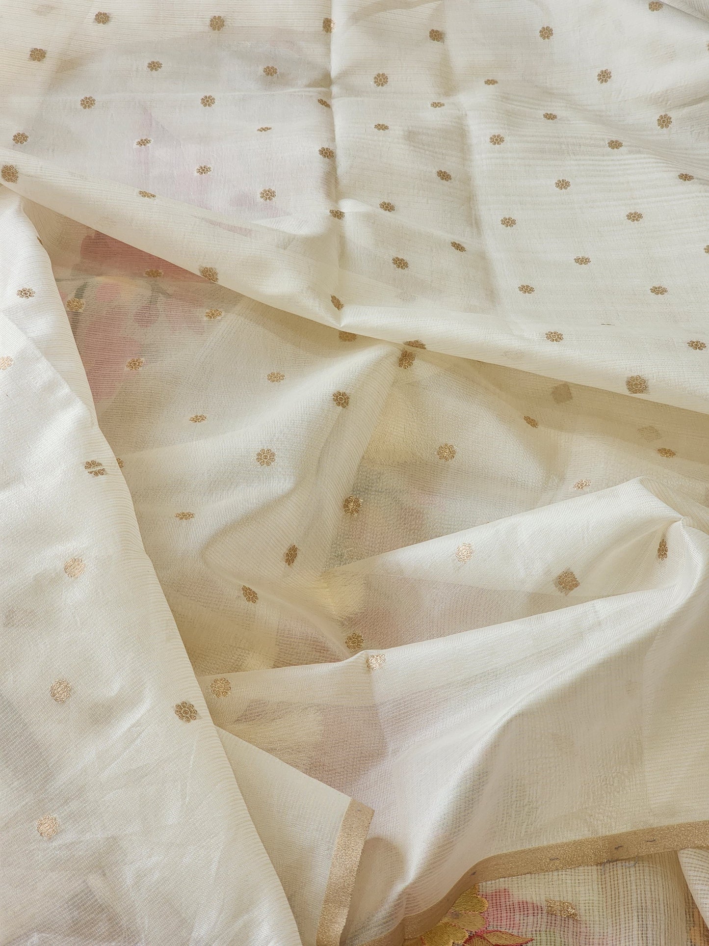 White Kota Silk Saree